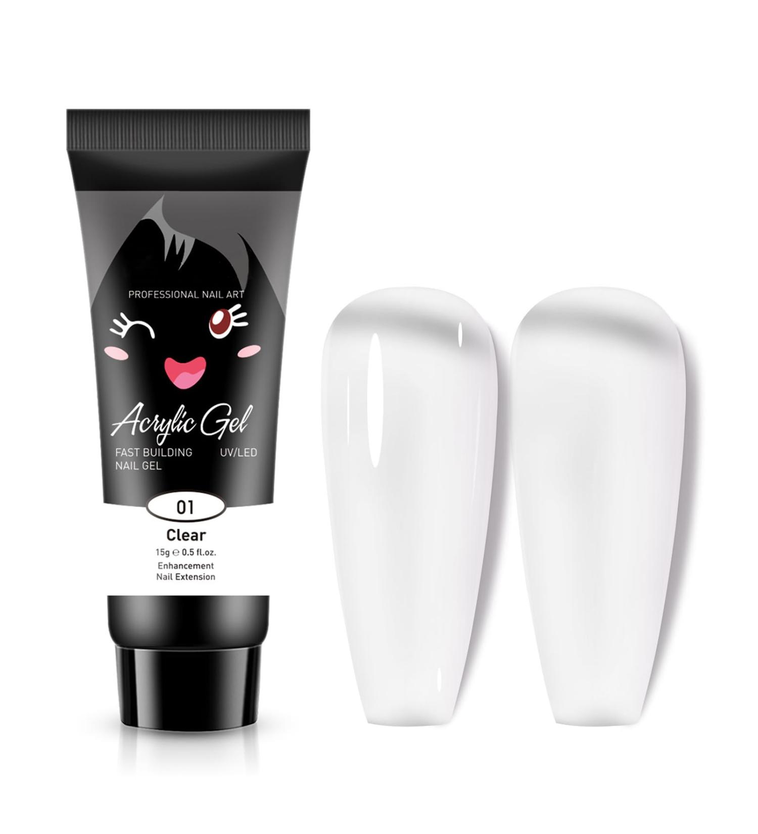 MQ Poly Gel Nail Clear Builder Gel - 15g Poly Extension Gel for Strong Acrylic Nails | DIY Nail Art for Beginners - Buy Online on GoSupps.com