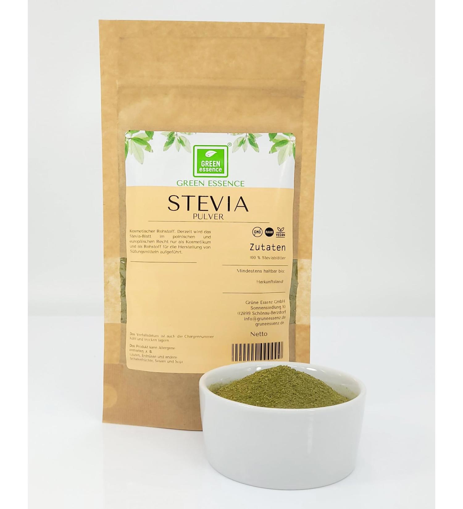 Premium Stevia Powder 250g - 100% Natural Ground Leaves for Tea - Green Essence Sugar Substitute - Buy Online on GoSupps.com