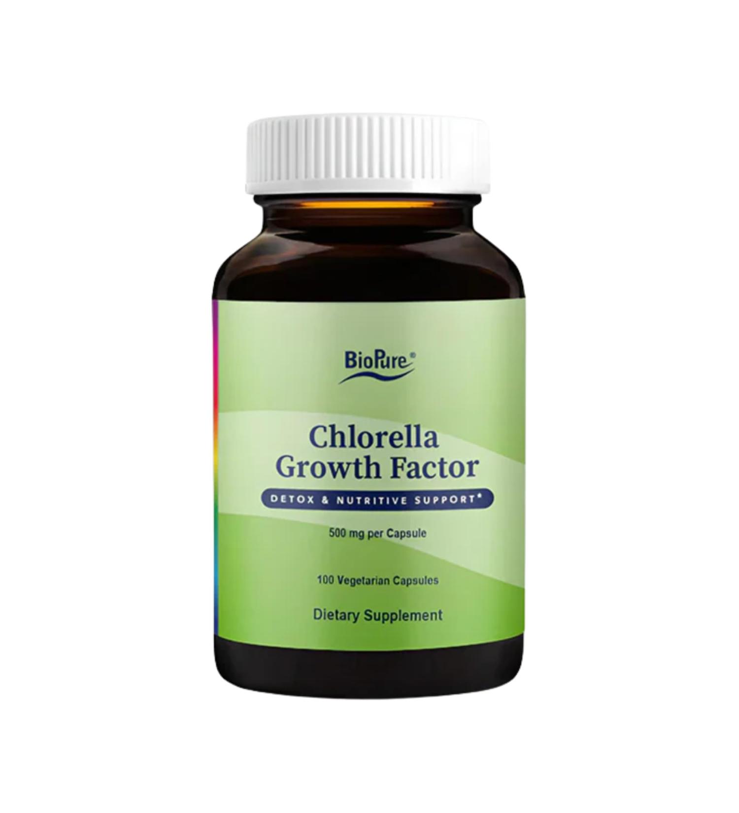 BioPure Chlorella Growth Factor Capsules Nutrient-Dense Nutraceutical Superfood Packed with Proteins Vitamins Minerals & Amino Acids That Supports Metabolism Detox & Immunity 100 Capsules