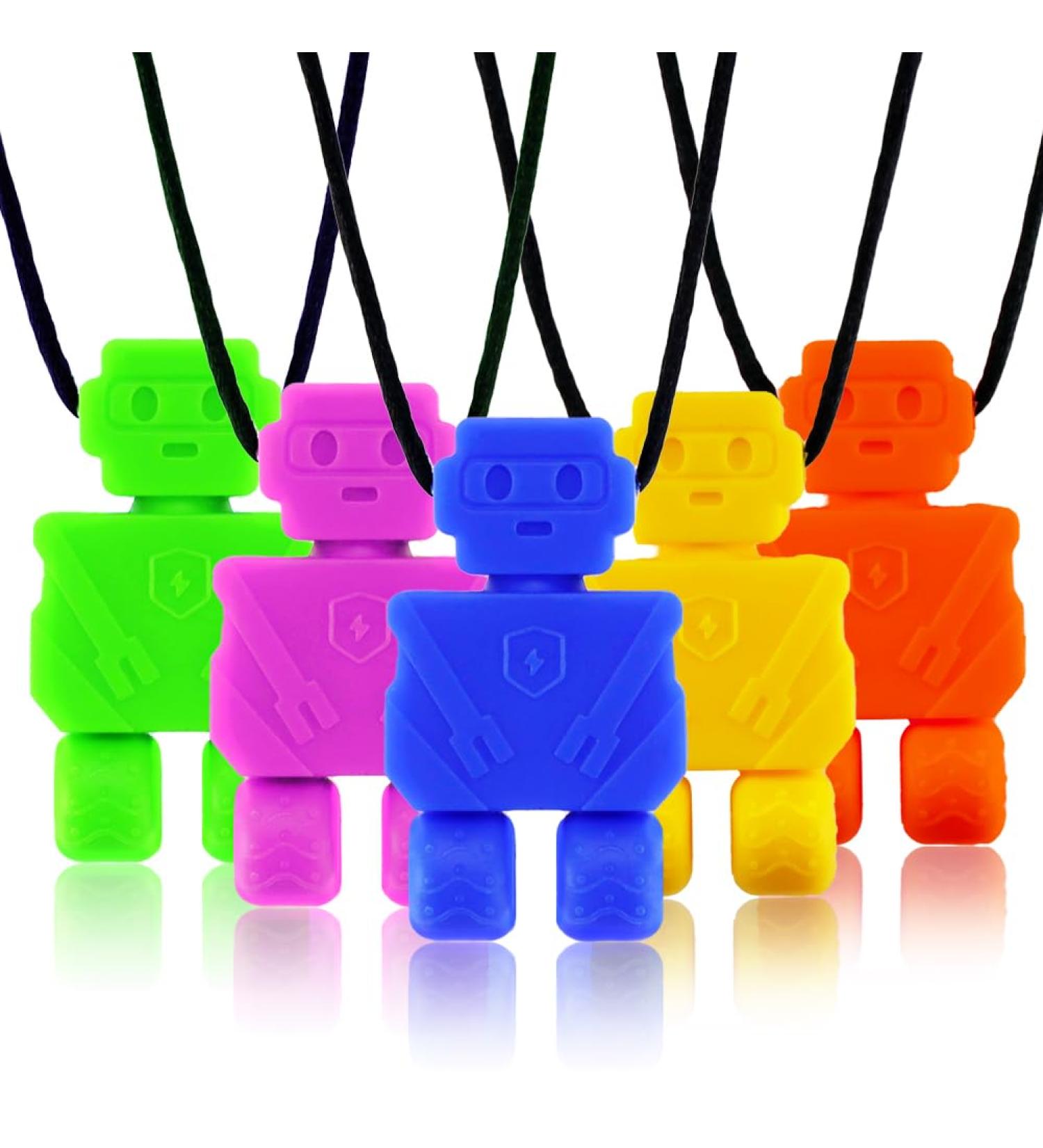 Colonet Sensory Silicone Teething Ring for ADHD & Autism - 5 Pack Biting Relief for Kids (Robot Design) - Buy Online on GoSupps.com