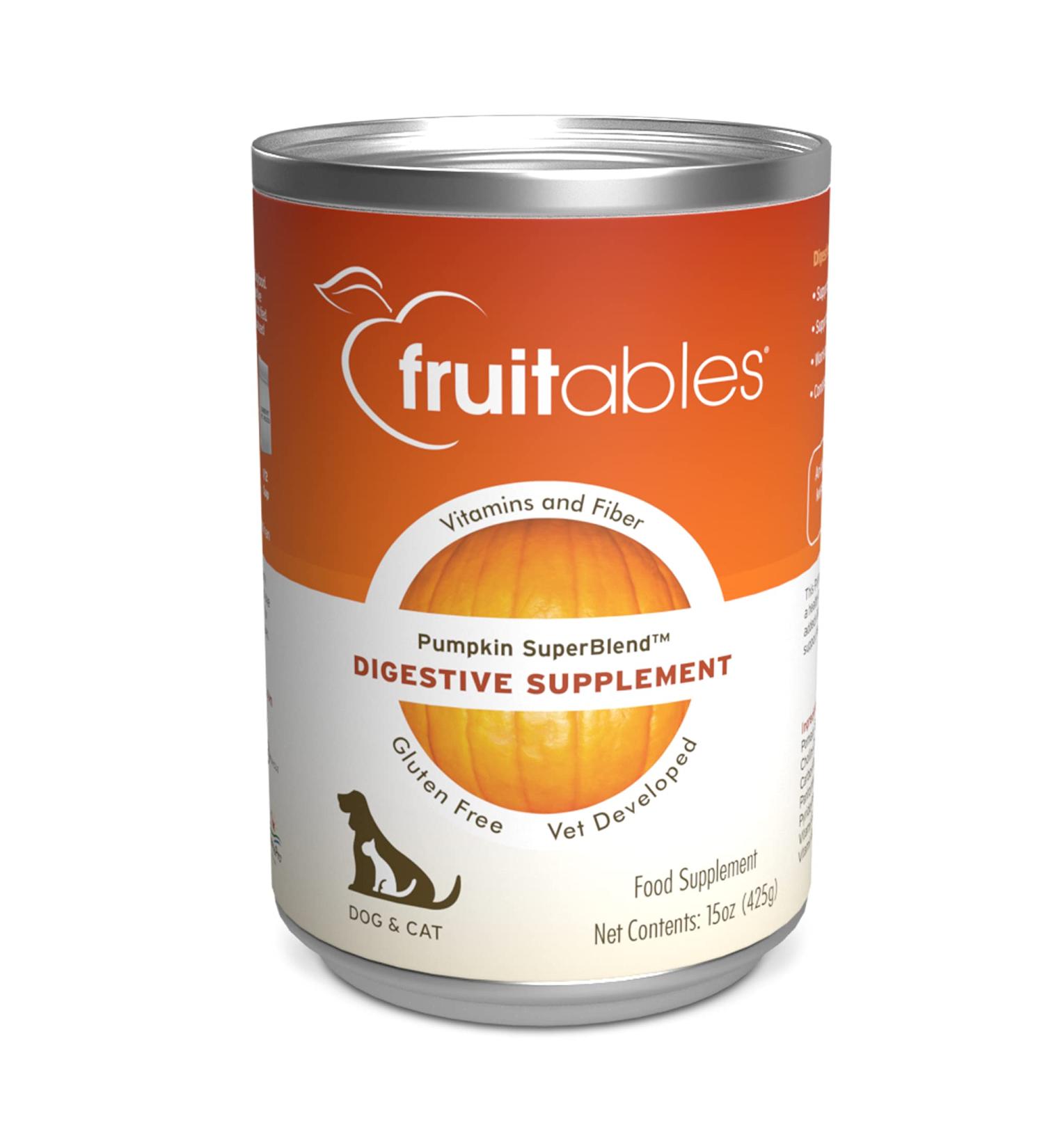 Fruitables Pumpkin Digestive Supplement for Dogs - 15 oz Healthy Fiber Nutrition - Buy Online on GoSupps.com