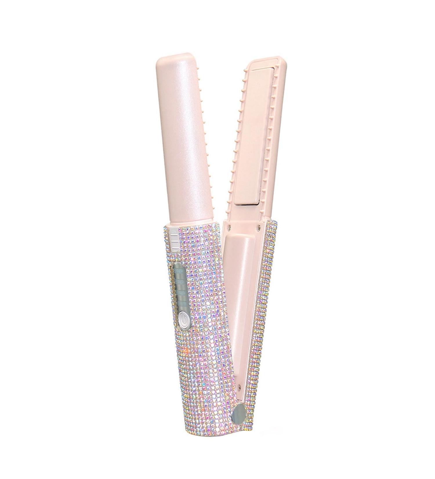 Buy Cordless Hair Straightener - 2 in 1 Curler & Straightener | Portable USB Wireless Hair Iron for Women - Pink - Buy Online on GoSupps.com