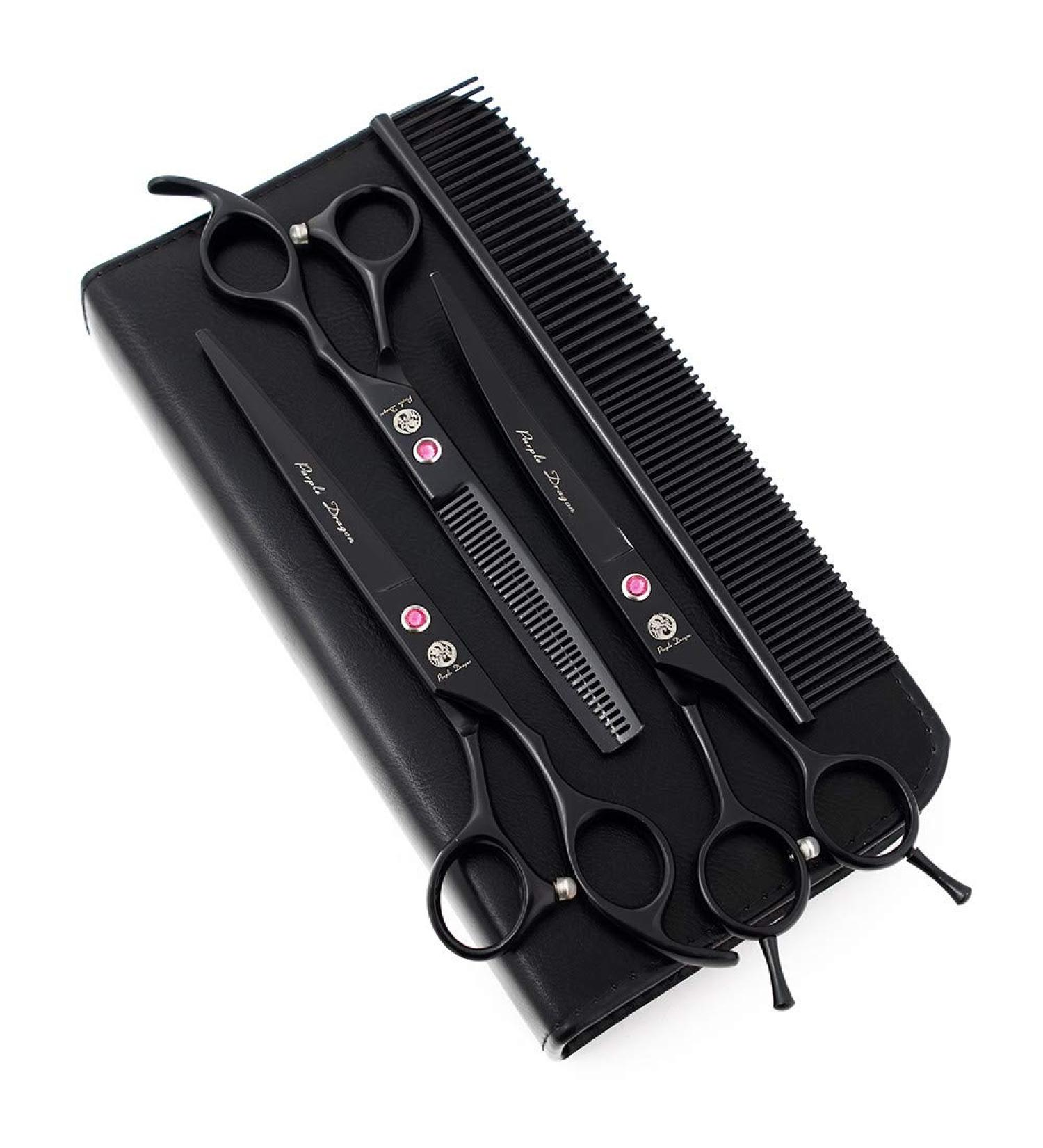 Purple Dragon 7.0 inch Rhinestone Pet Grooming Scissors Set - Dog Hair Cutting & Thinning Shears - Buy Online on GoSupps.com