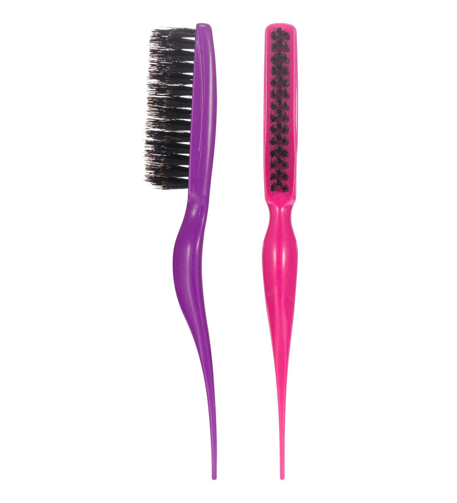 Boar Bristle Teasing Hair Brush Set for Women Men - Salon Quality Styling Comb Set in Fuchsia and Purple - Buy Online on GoSupps.com