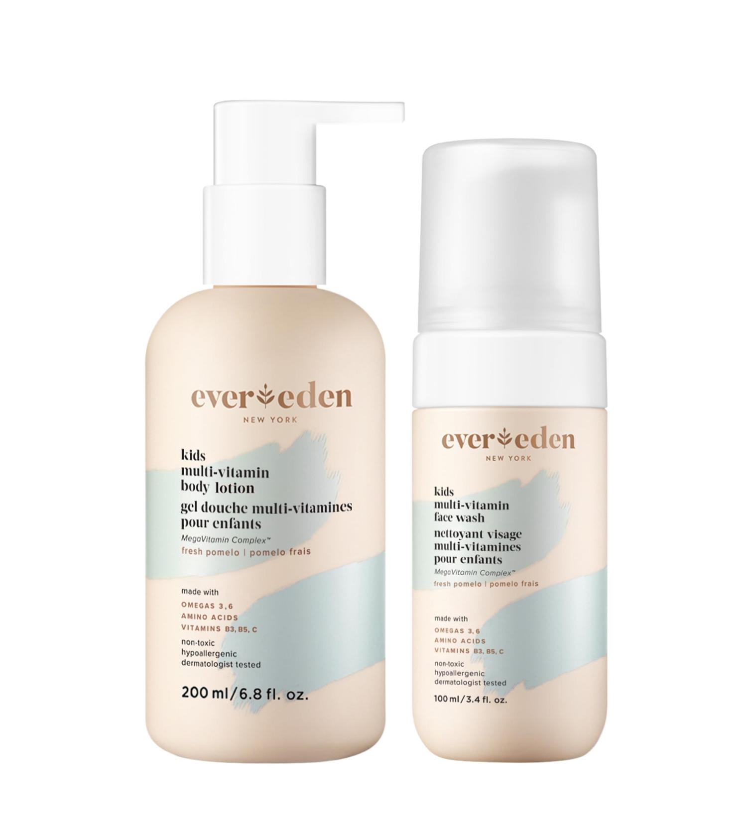 Evereden Multi-Vitamin Kids Face Wash & Kids Multi-Vitamin Body Lotion: Fresh Pomelo - Clean and Non-Toxic Kids Products | Multi-Vitamin Skin Care for Kids - Buy Online on GoSupps.com