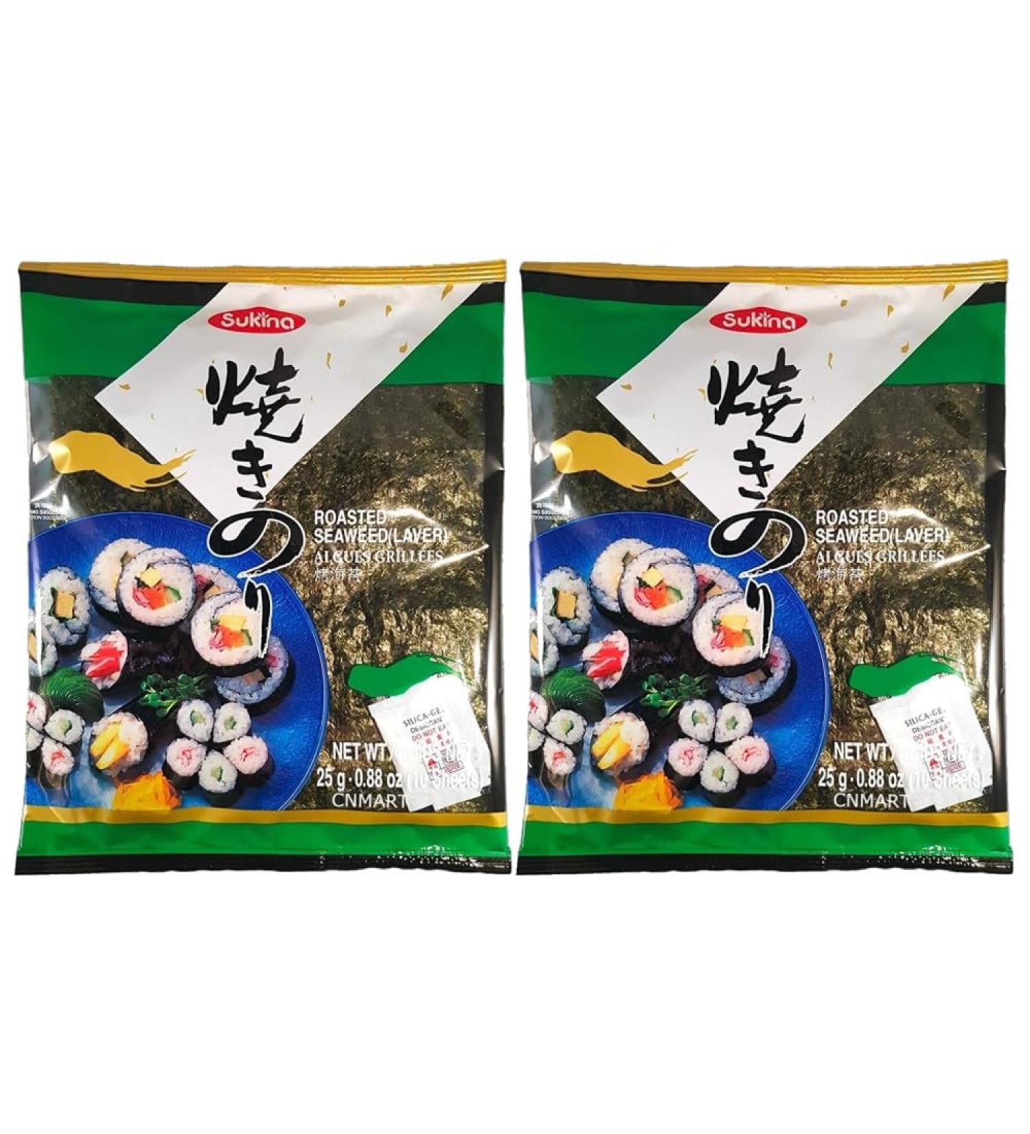 Sukina Korean Roasted Sushi Seaweed Laver 10 Sheets 25g (Pack of 2) by CNMART - Buy Online on GoSupps.com
