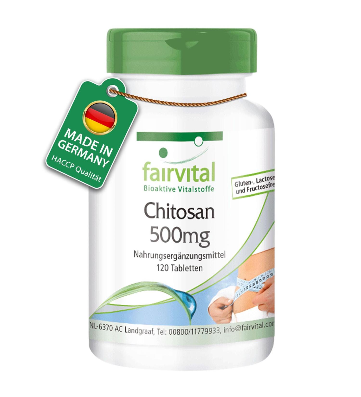 Fairvital Chitosan 500mg - High Dose Natural Fiber Supplement - 120 Tablets for Weight Management & Digestive Health - International Shipping Available - Buy Online on GoSupps.com