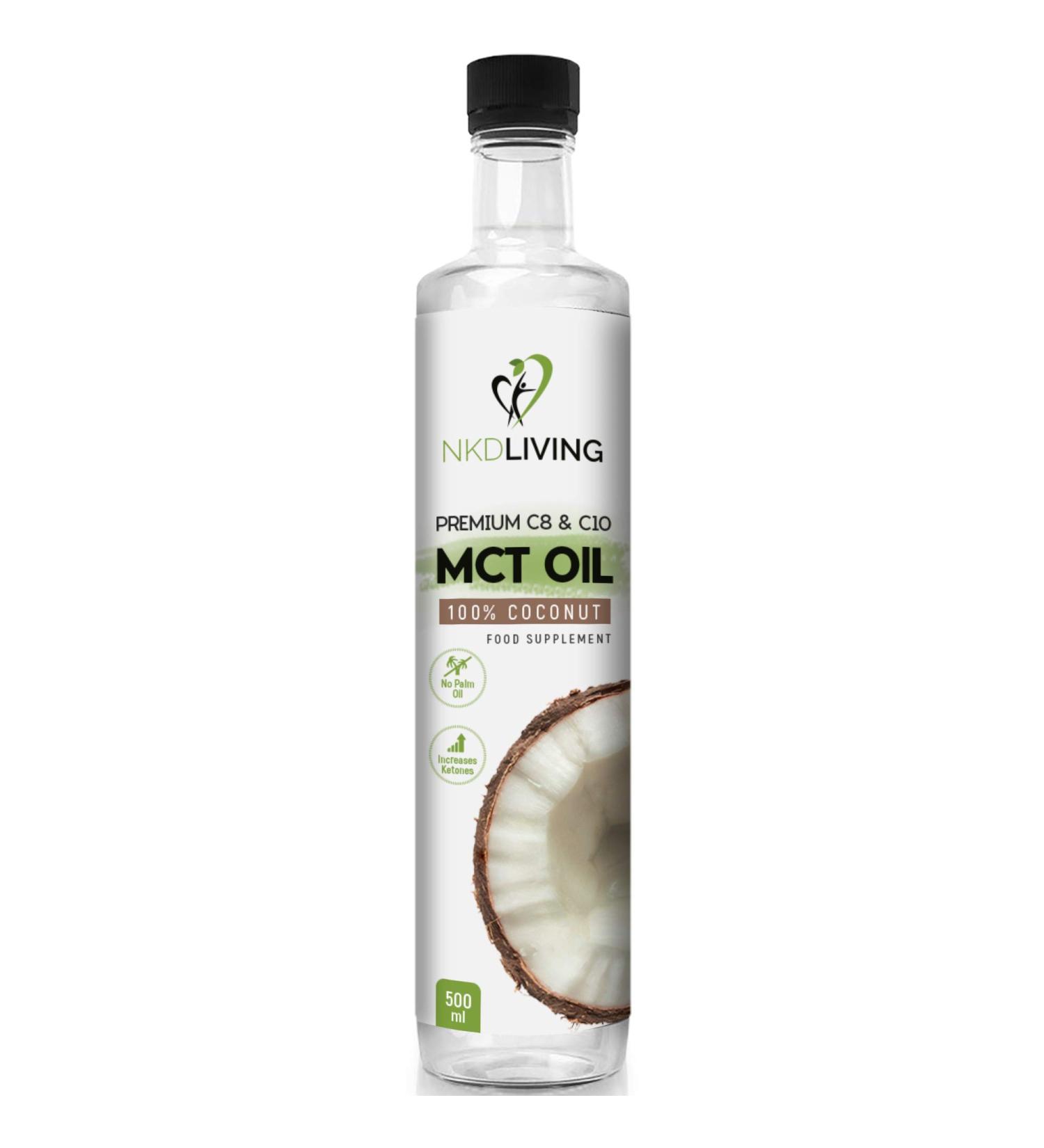 MCT Oil 60/40 - 100% Coconut Derived (500ml) by NKD Living - Buy Online on GoSupps.com