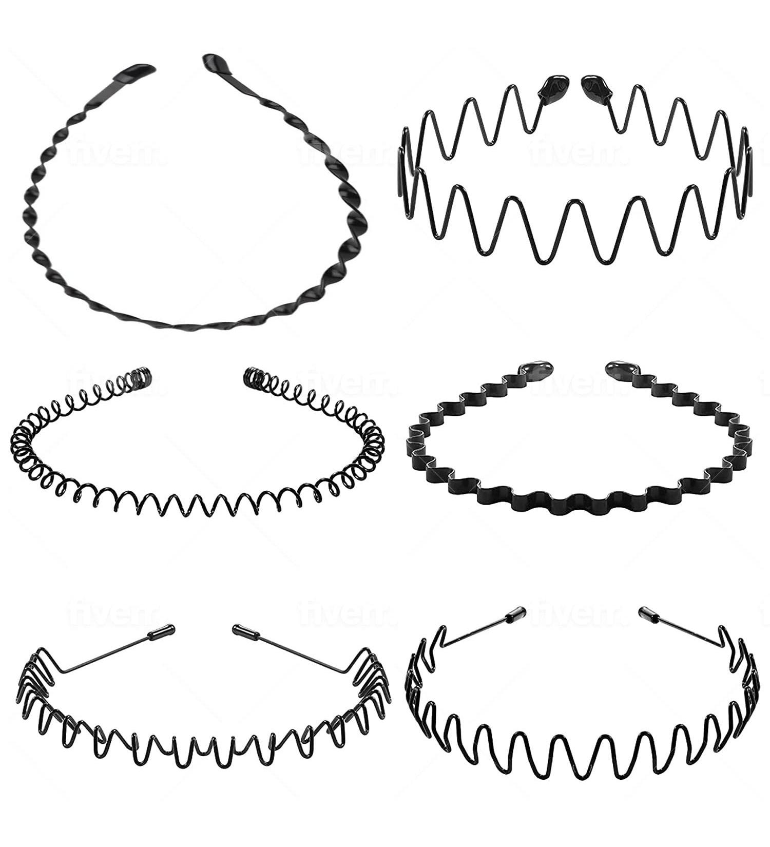 KAC Pack of 6 Unisex Wavy Non-Slip Metal Headbands for Sports, Outdoor, Yoga - Buy Online on GoSupps.com