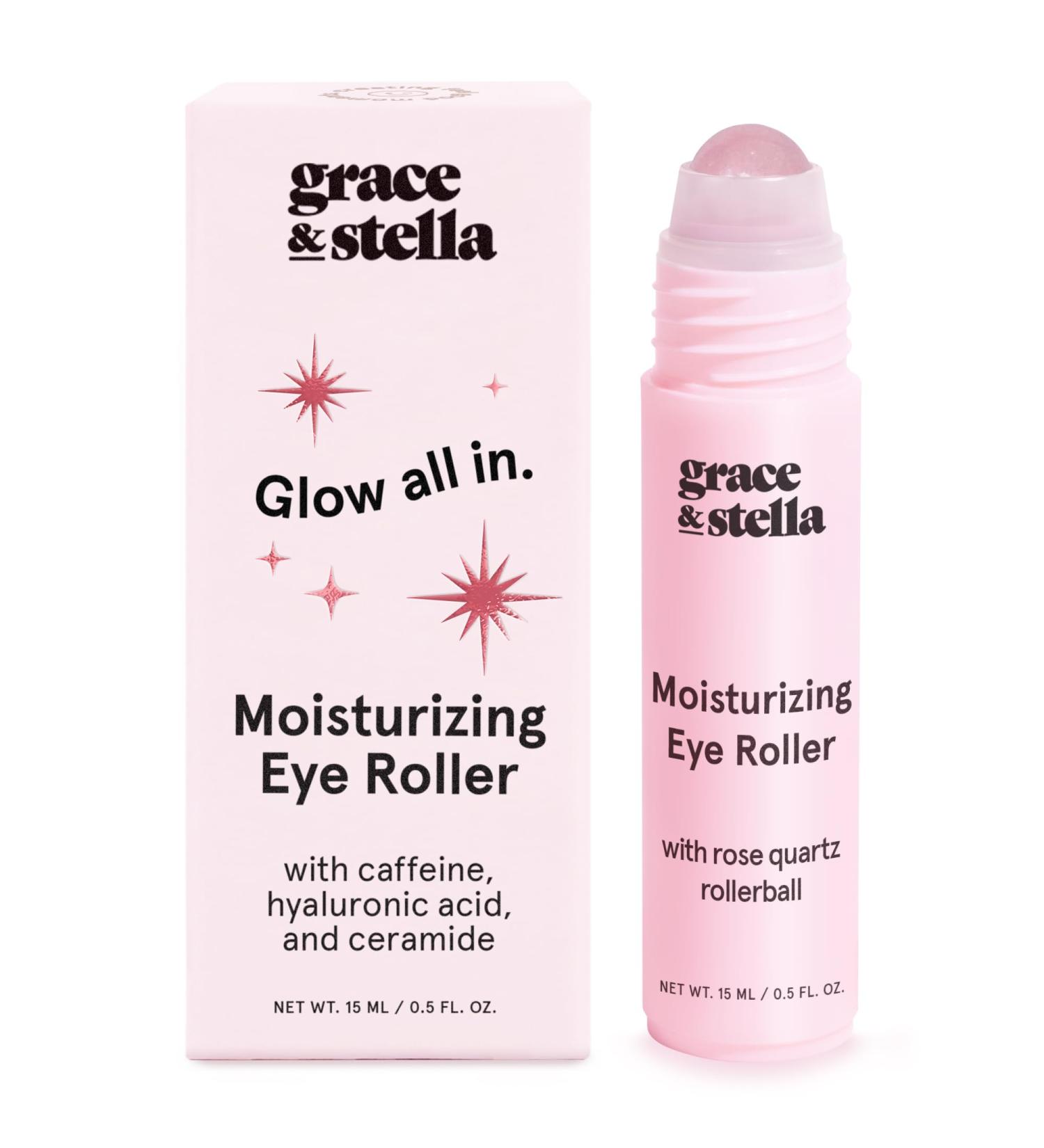 grace & stella Under Eye Brightener with Rose Quartz Rollerball - Hyaluronic Acid & Caffeine Eye Serum for Dark Circles & Puffiness - Valentines Day Gifts Travel Size Toiletries (15ml / 0.51floz) Moisturizing Eye Serum wit  - Buy Online on GoSupps.com