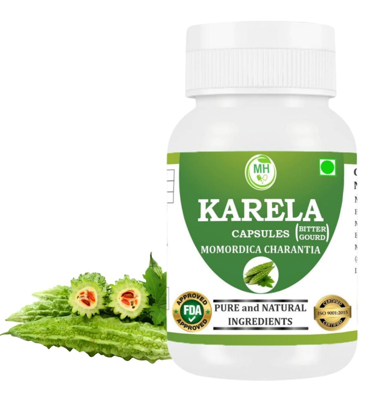 Morsan Healthcare Karela Capsules 500 mg | 60 Veg Capsules | Pure Momordica charantia Extract | Ayurvedic Herbal Supplement | Plant-Based & Gluten-Free - Buy Online on GoSupps.com