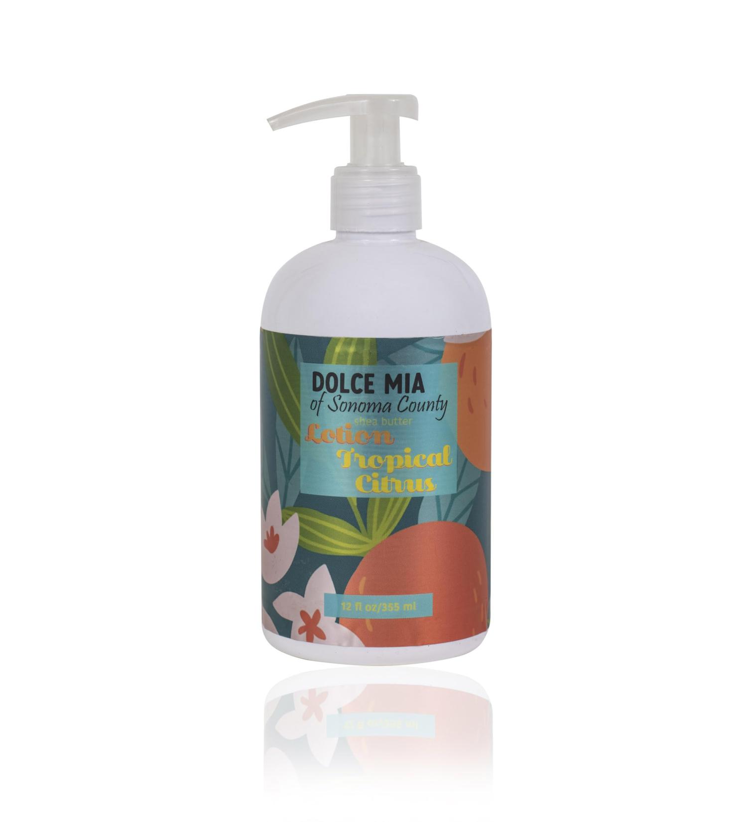 Dolce Mia | Shea Butter Lotion | Tropical Citrus | Organic Botanicals | Hypoalergenic | Vegan and Cruelty Free | 12 oz