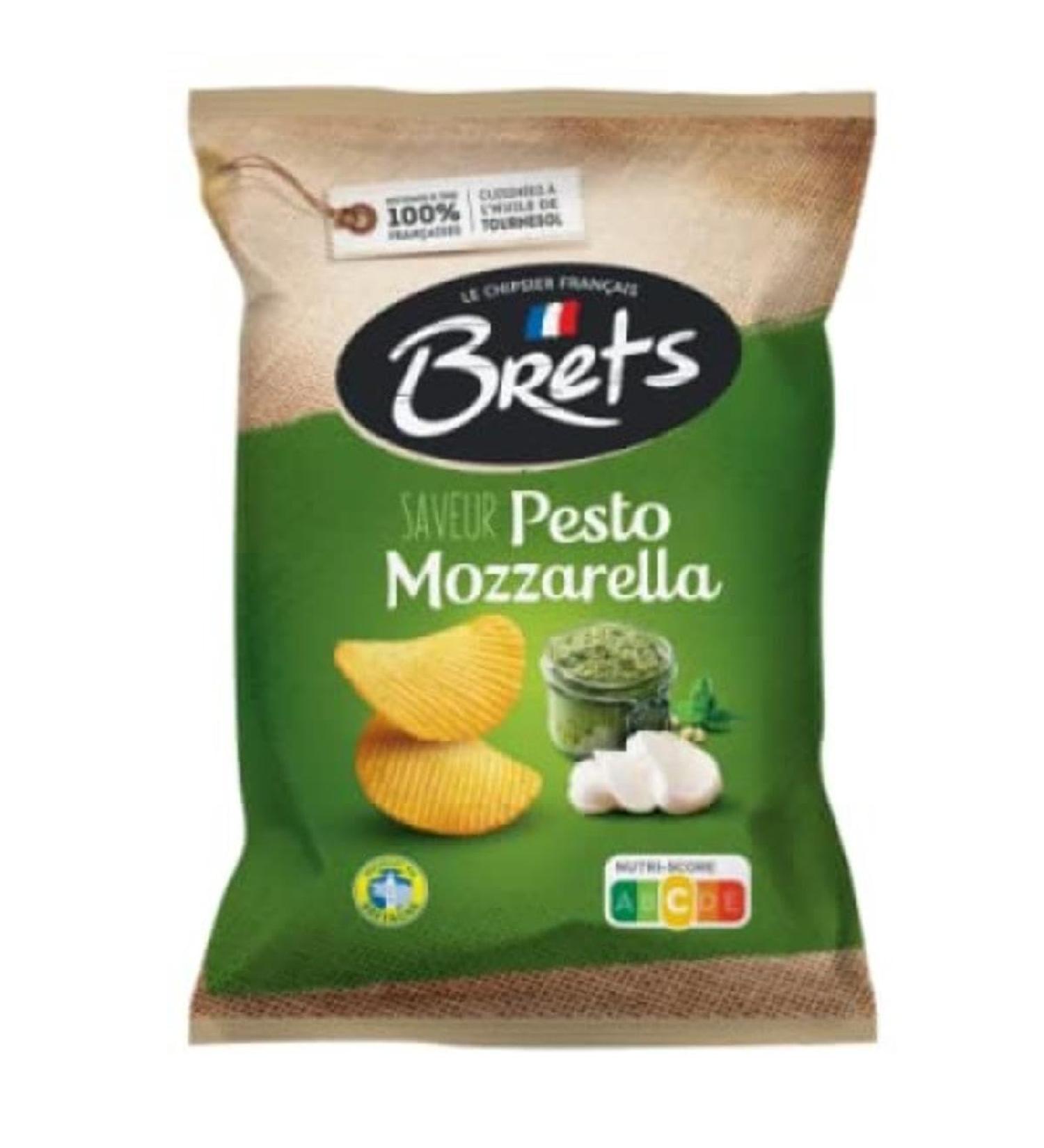 BRETS Pesto Mozzarella Crispy Chips with pesto and mozzarella flavor the taste of French chips potato snack chips with sunflower oil 125g