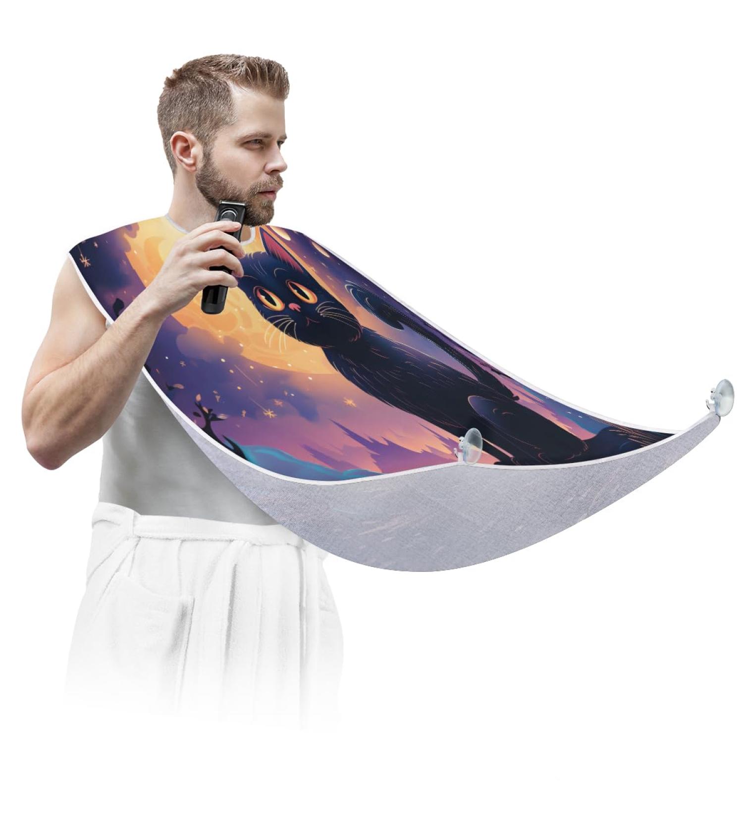 Forest Starry Night Beard Bib Apron - Men's Beard Hair Catcher | Perfect Gift for Dad & Husband | Shaving Accessory with Suction Cups - Buy Online on GoSupps.com