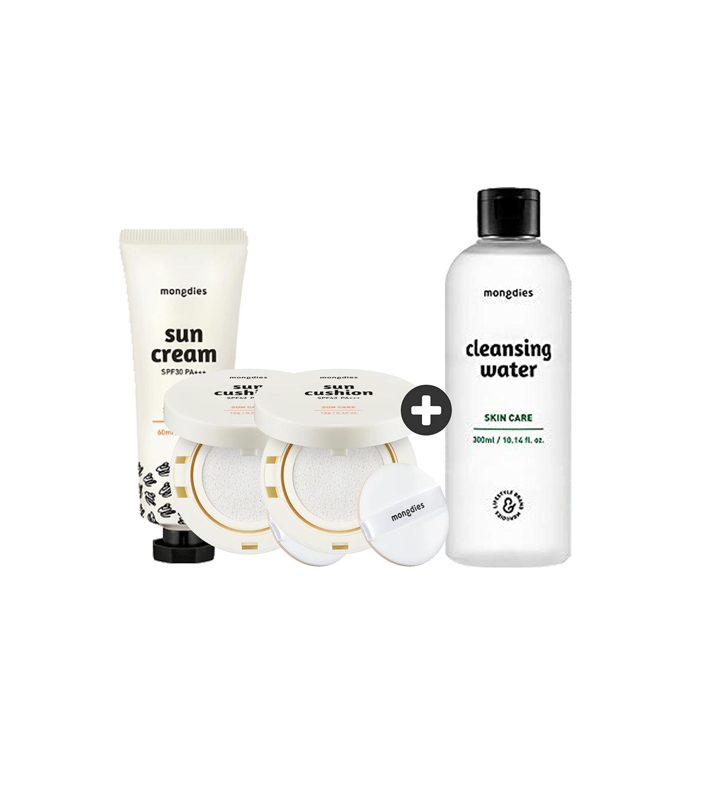 Mongdies Sun Cushion, Sunscreen & Cleansing Water Set (3+1) - Buy Online on GoSupps.com