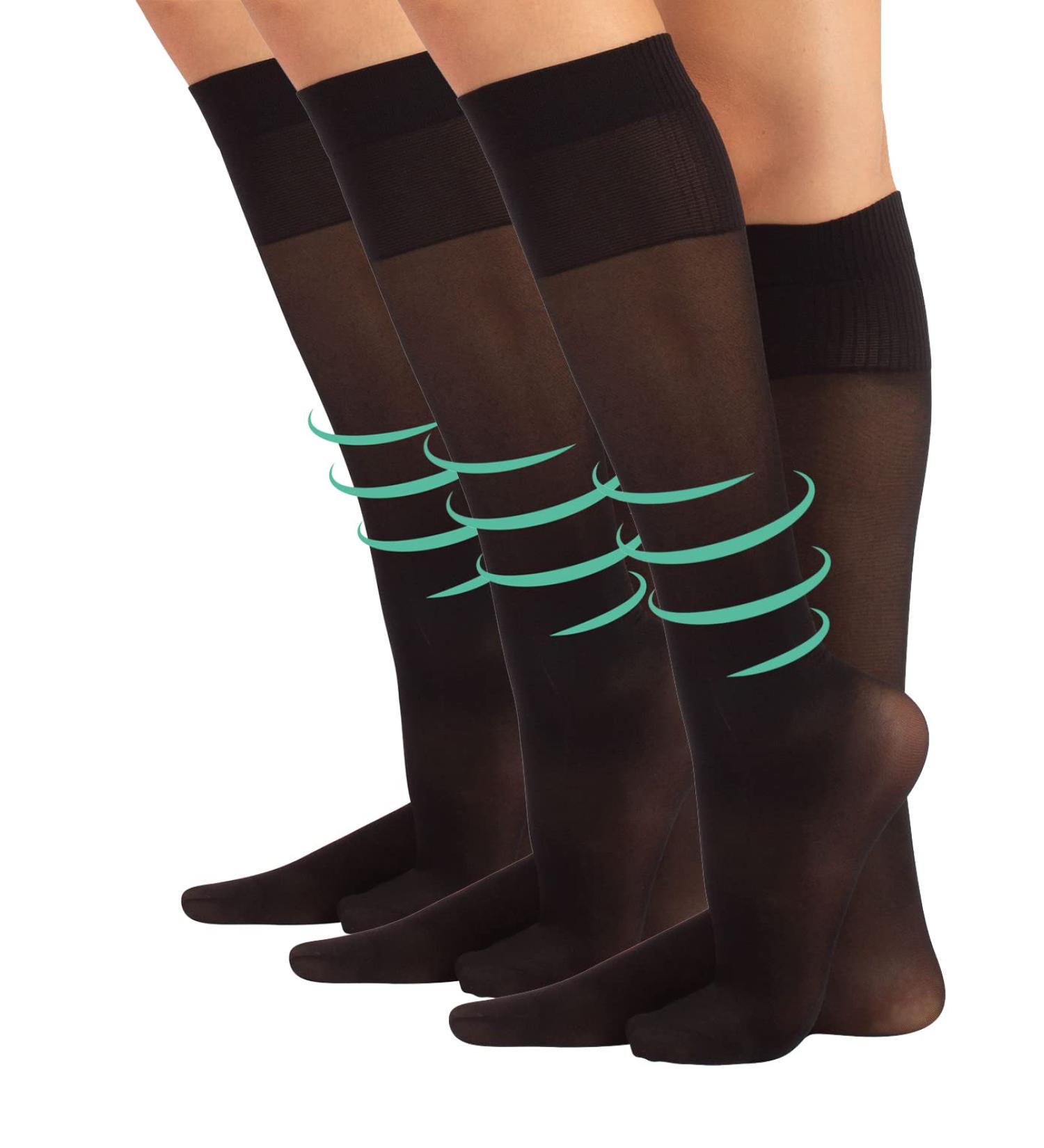 Calcitaly Knee Support Compression Stockings - 3 Pairs 10 mmHg High Compression Black & Skin Color Sizes 35-38 & 39-42 70 Den Made in Italy - Buy Online on GoSupps.com