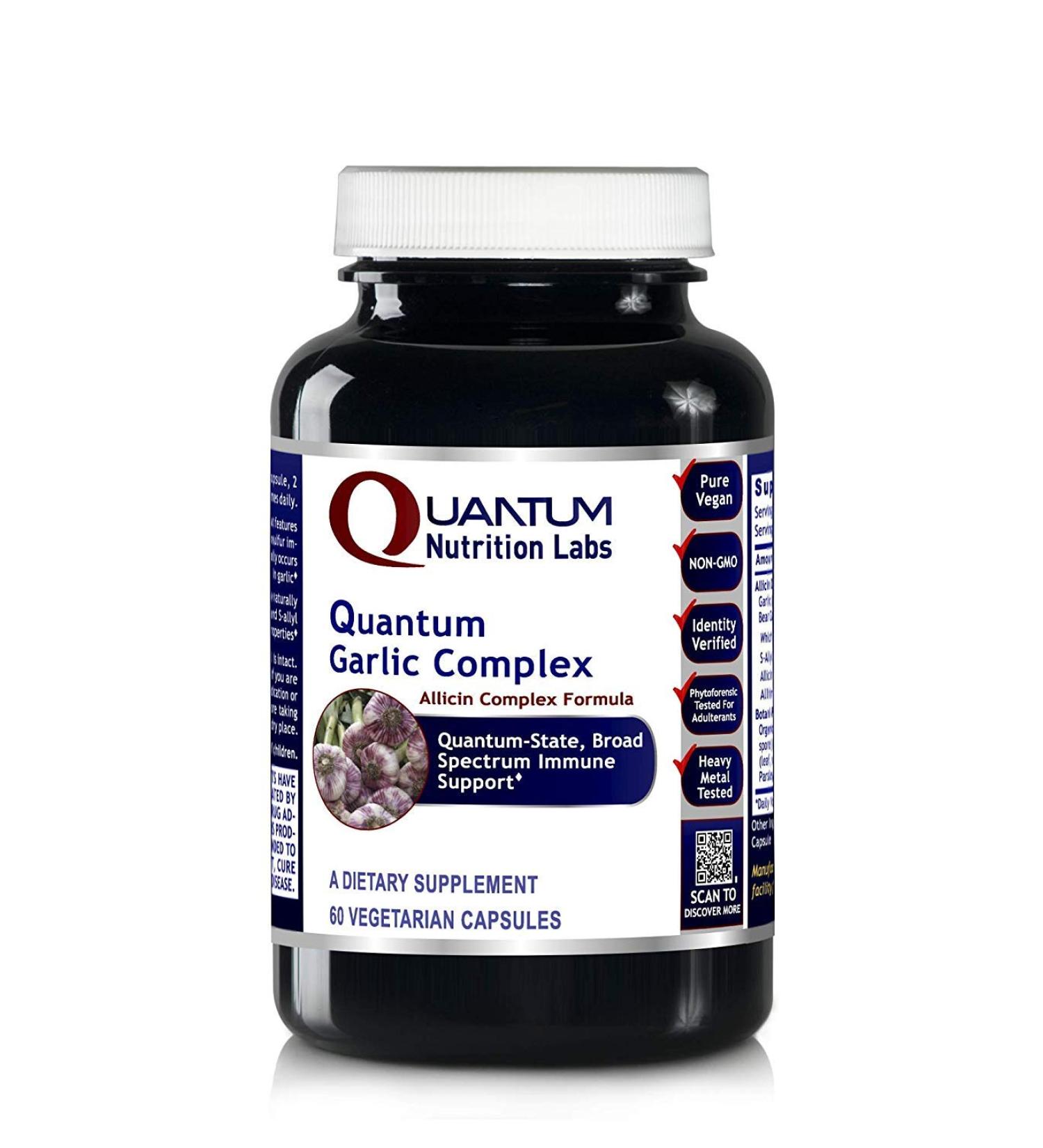 Quantum Nutrition Labs Quantum Garlic Complex - Garlic Allicin Supplements Garlic Pills Allicin Extract Garlic Extract Organic Garlic Capsules Immune Support - 60 Vegetarian Capsules