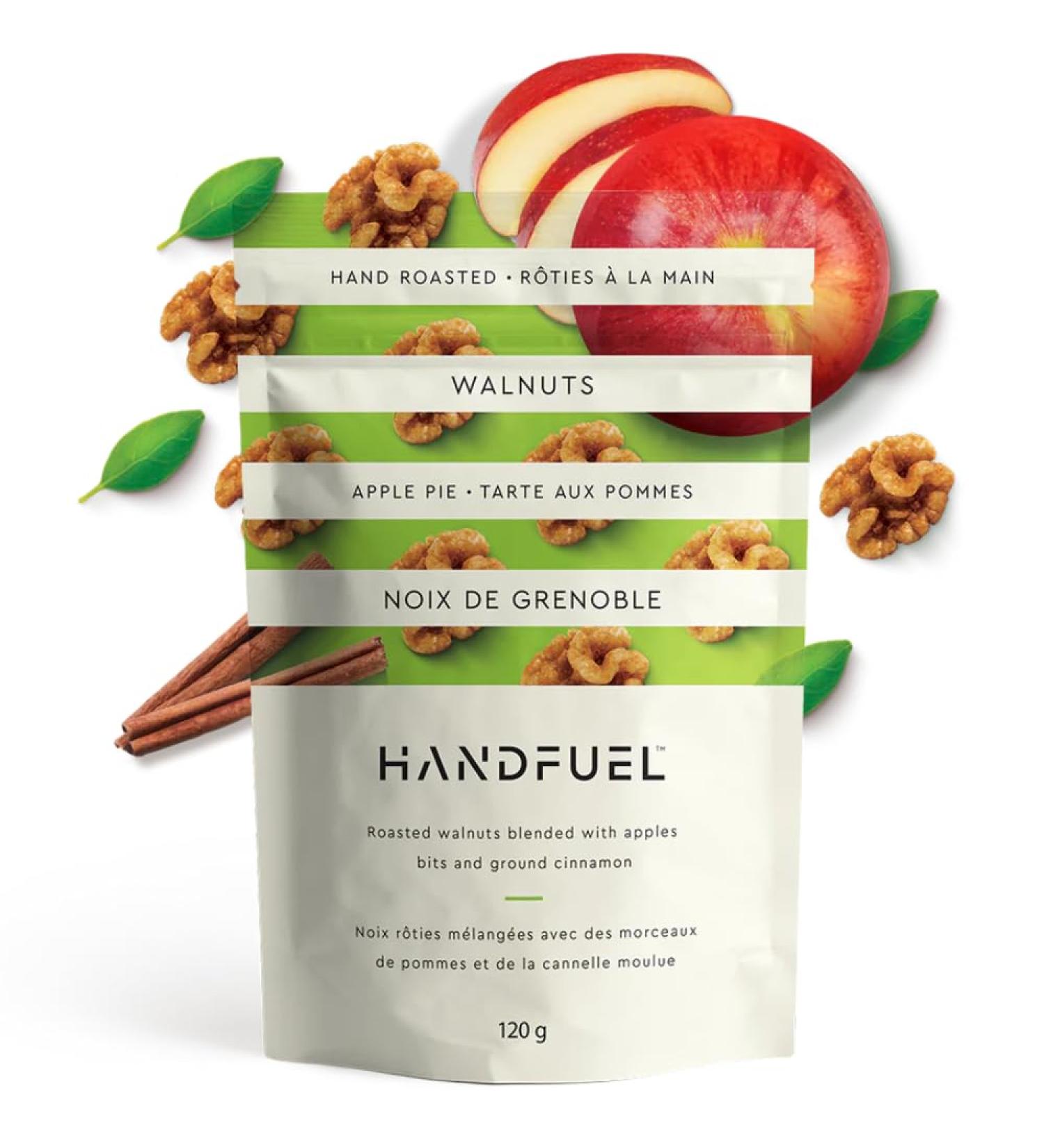 Handfuel Apple Pie Walnuts Hand Roasted Walnuts 3g of Protein Non-GMO Vegan Friendly Plant Based Flavoured Nuts - 120 Grams - Buy Online on GoSupps.com