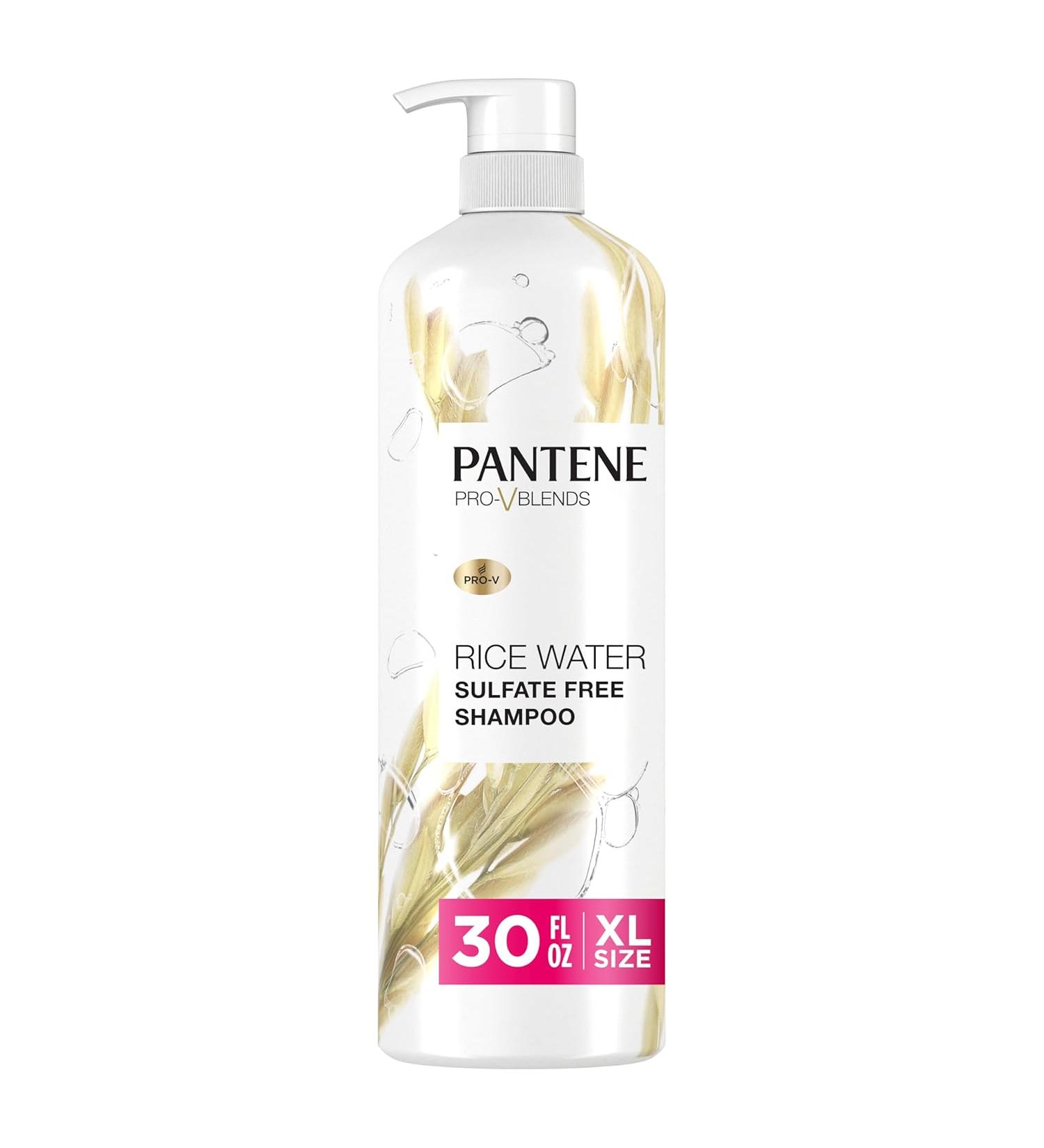 Pantene Sulfate-Free Rice Water Shampoo 30.0 oz - Promotes Natural Hair Growth, Volumizing, Nutrient-Infused with Vitamin B5 - Safe for Color Treated Hair - Pro-V Blends - Women's Haircare - Buy Online on GoSupps.com