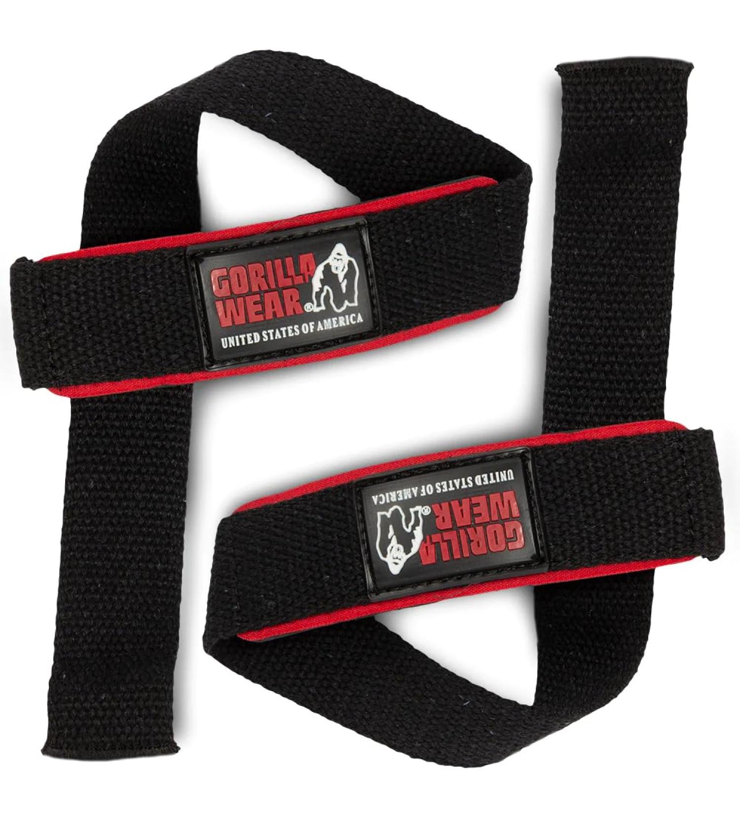 Gorilla Wear Padded Lifting Straps - Black - Premium Bodybuilding & Fitness Accessory - One Size - Black/Red/White - International Shipping Available - Buy Online on GoSupps.com