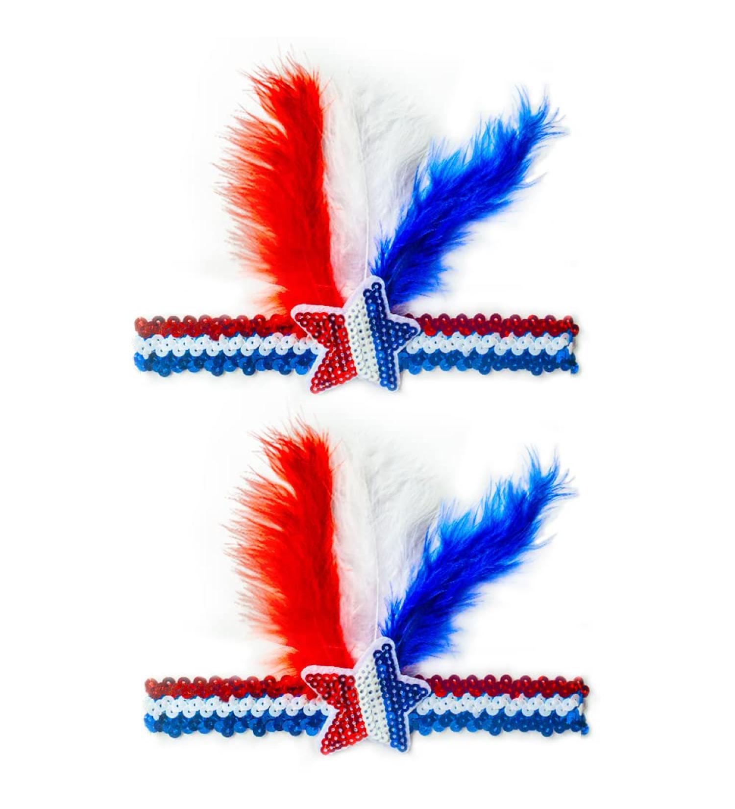 Hying 2 PCS 4th of July Patriotic Headbands for Women - American Stars Headwear Red Blue Feather Independence Day Accessories - Buy Online on GoSupps.com