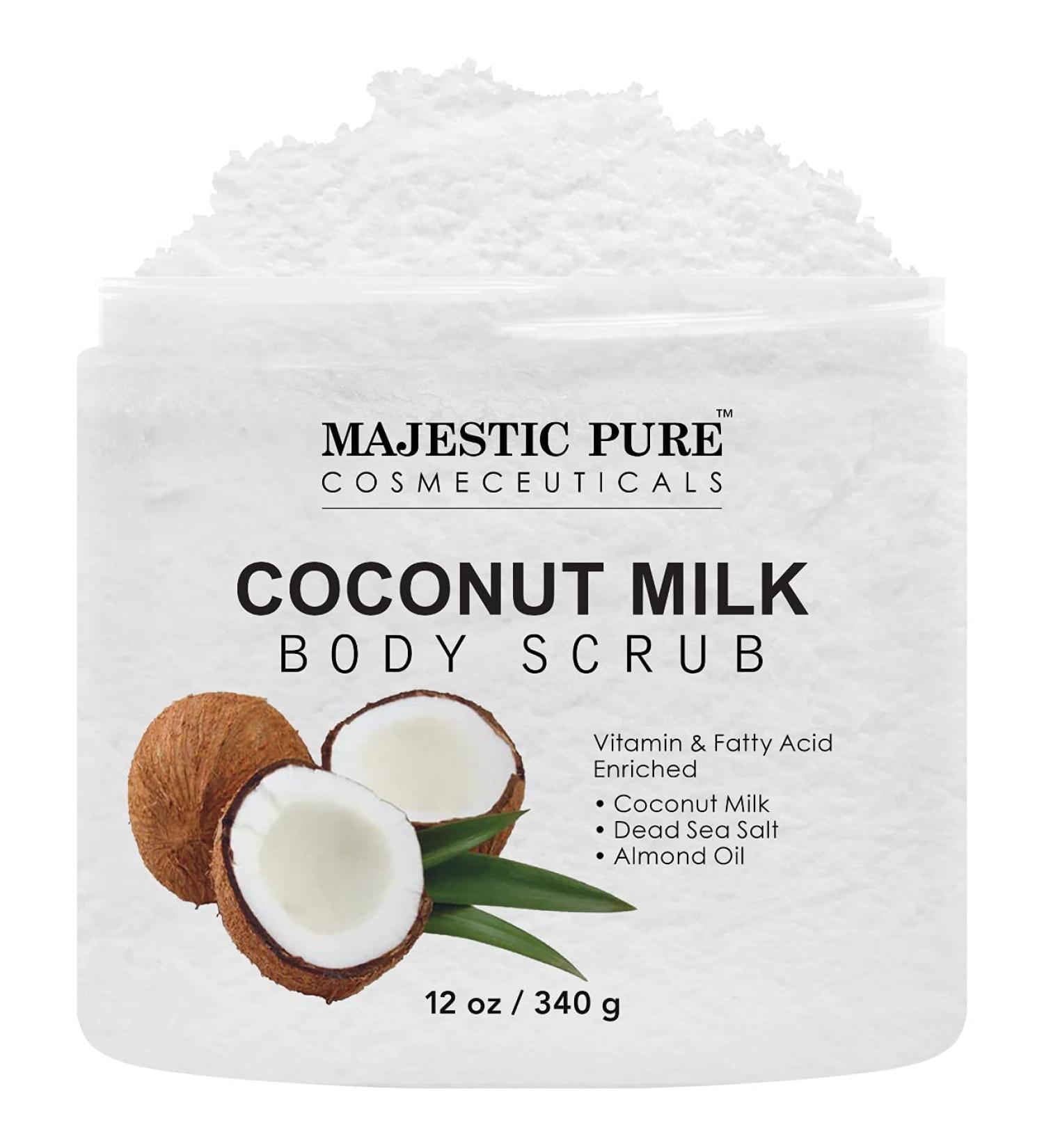 M.P. Coconut Milk Body Scrub 12 Oz - Anti Cellulite Exfoliator for Stretch Marks, Eczema, Acne & Varicose Veins - Natural Skin Care Formula - Buy Online on GoSupps.com
