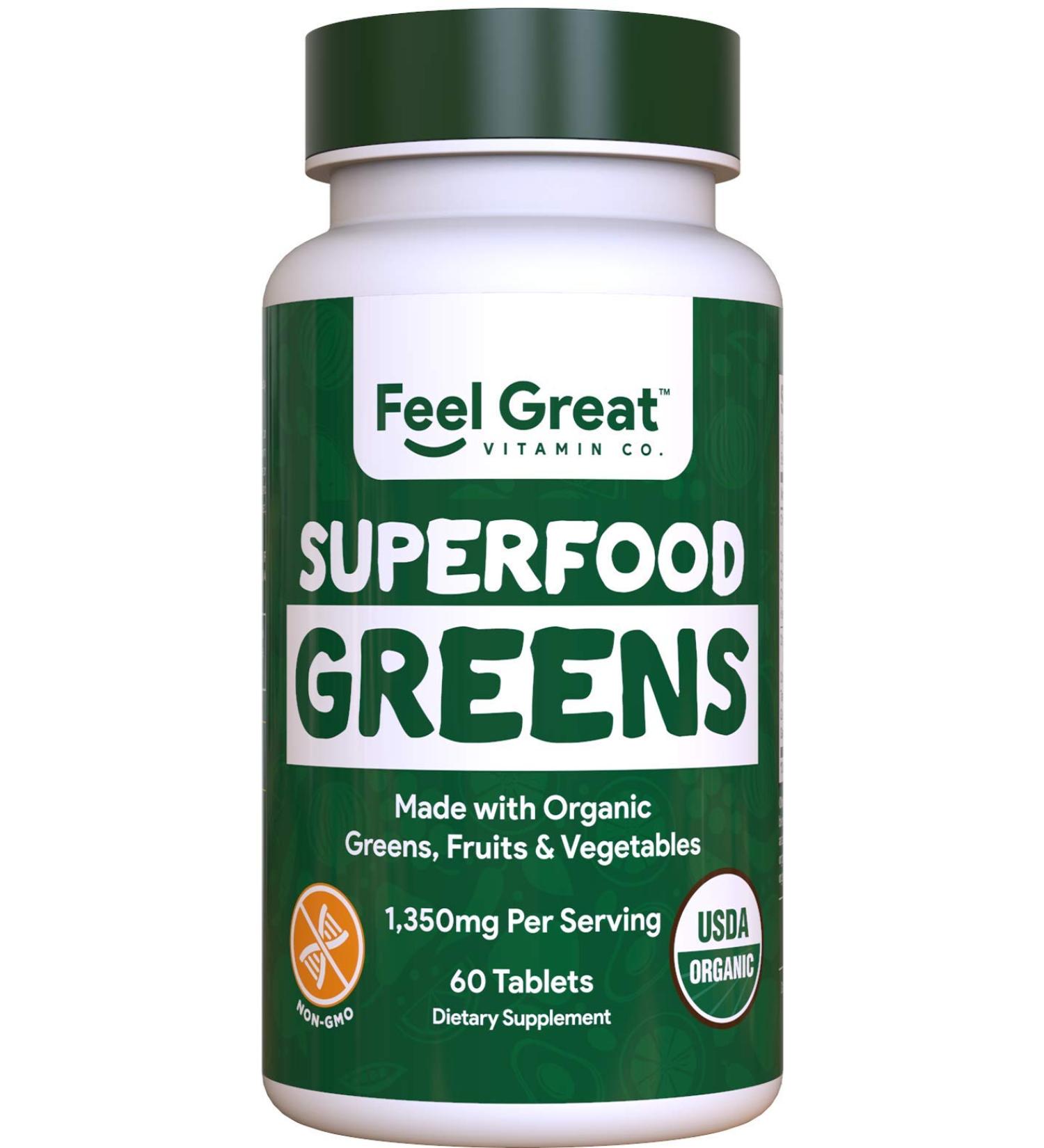 Feel Great Vitamin Co. Superfood Greens - Organic Fruits and Veggies Supplement - Buy Online on GoSupps.com
