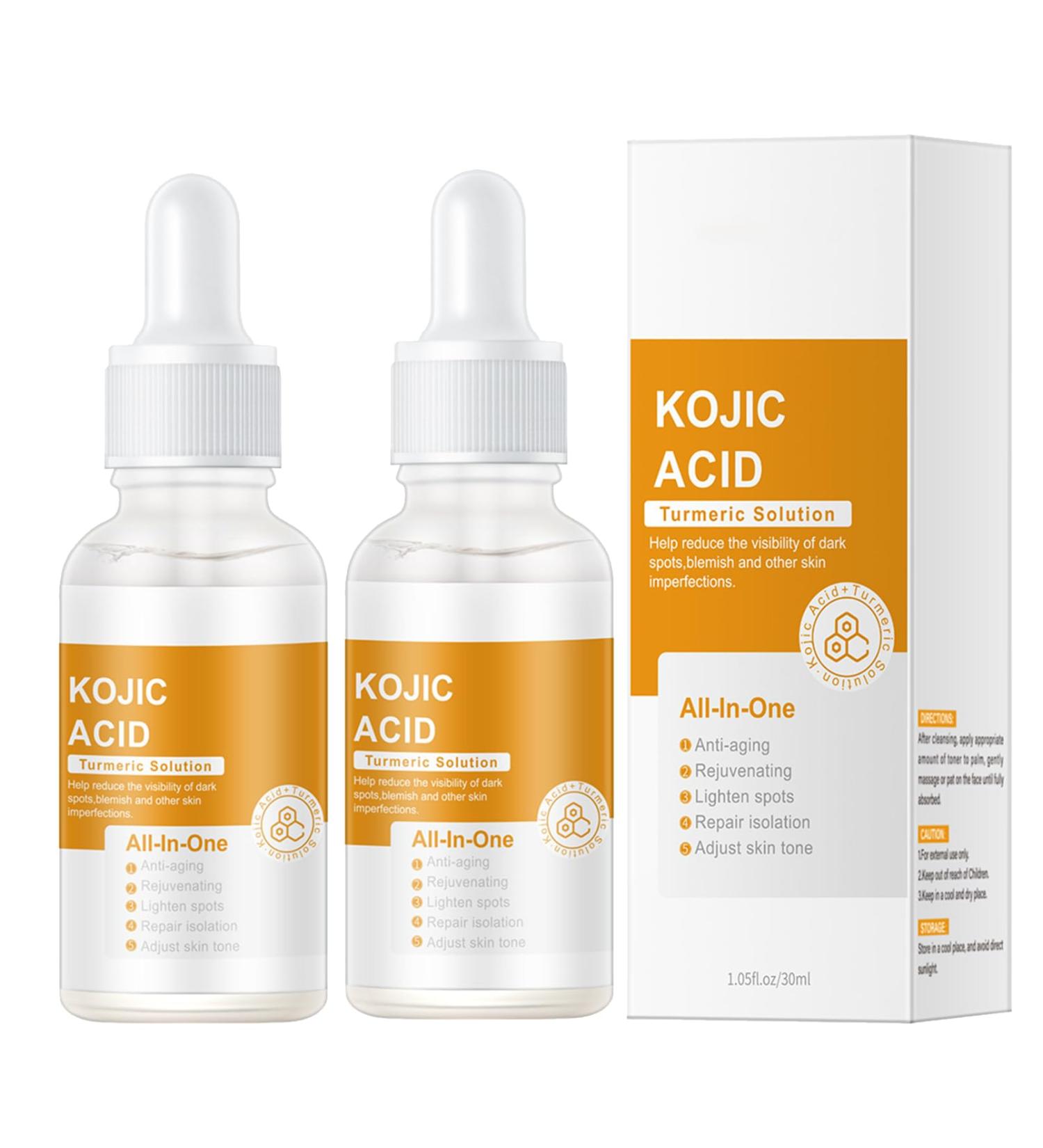 Kojic Acid Turmeric Oil - Dark Spot Remover for Face - Kojic Acid Serum - Turmeric Oil Dark Spot Corrector - Kojic Acid Remove Facial Melasma Acne - Anti Aging Face Serum Moisturzing(2pc) - Buy Online on GoSupps.com