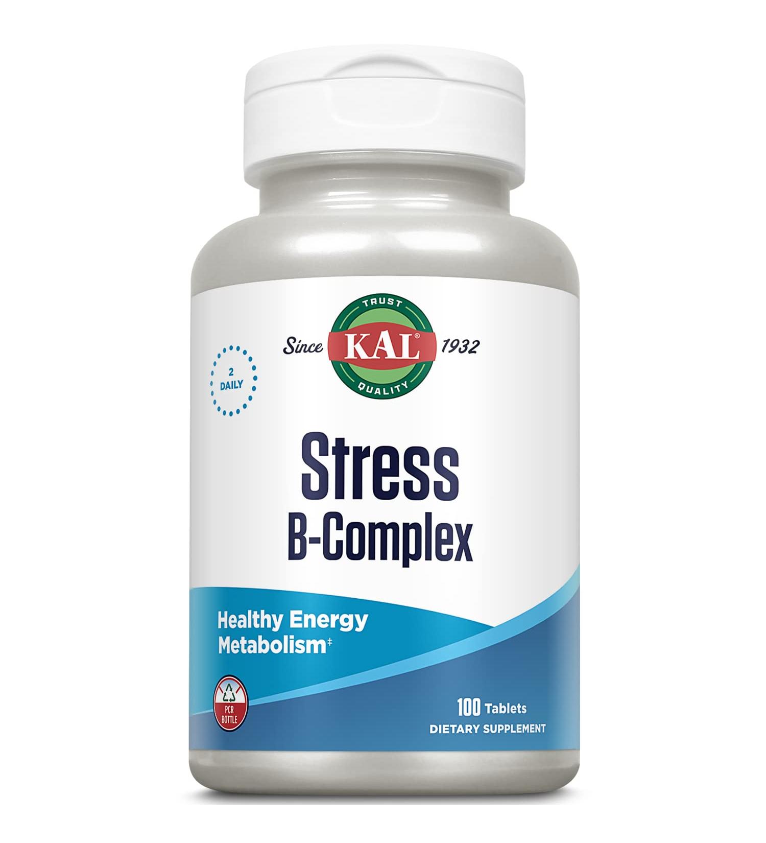 KAL Stress B Complex Vitamin Supplement for Energy and Immune Support - 100 Tablets - Buy Online on GoSupps.com