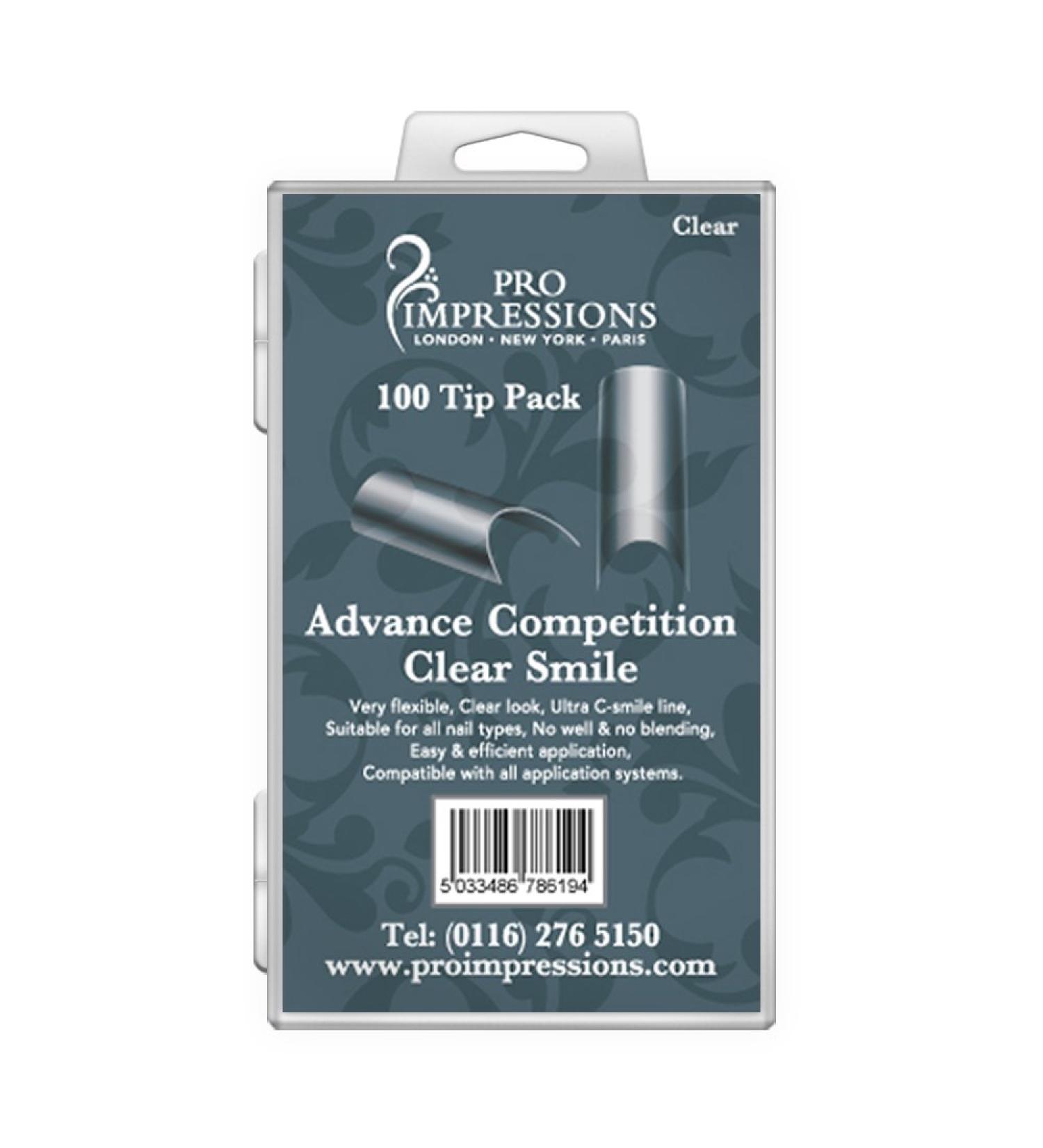 Pro Impressions 100-Piece Advance Competition Clear Smile Nail Tips Set