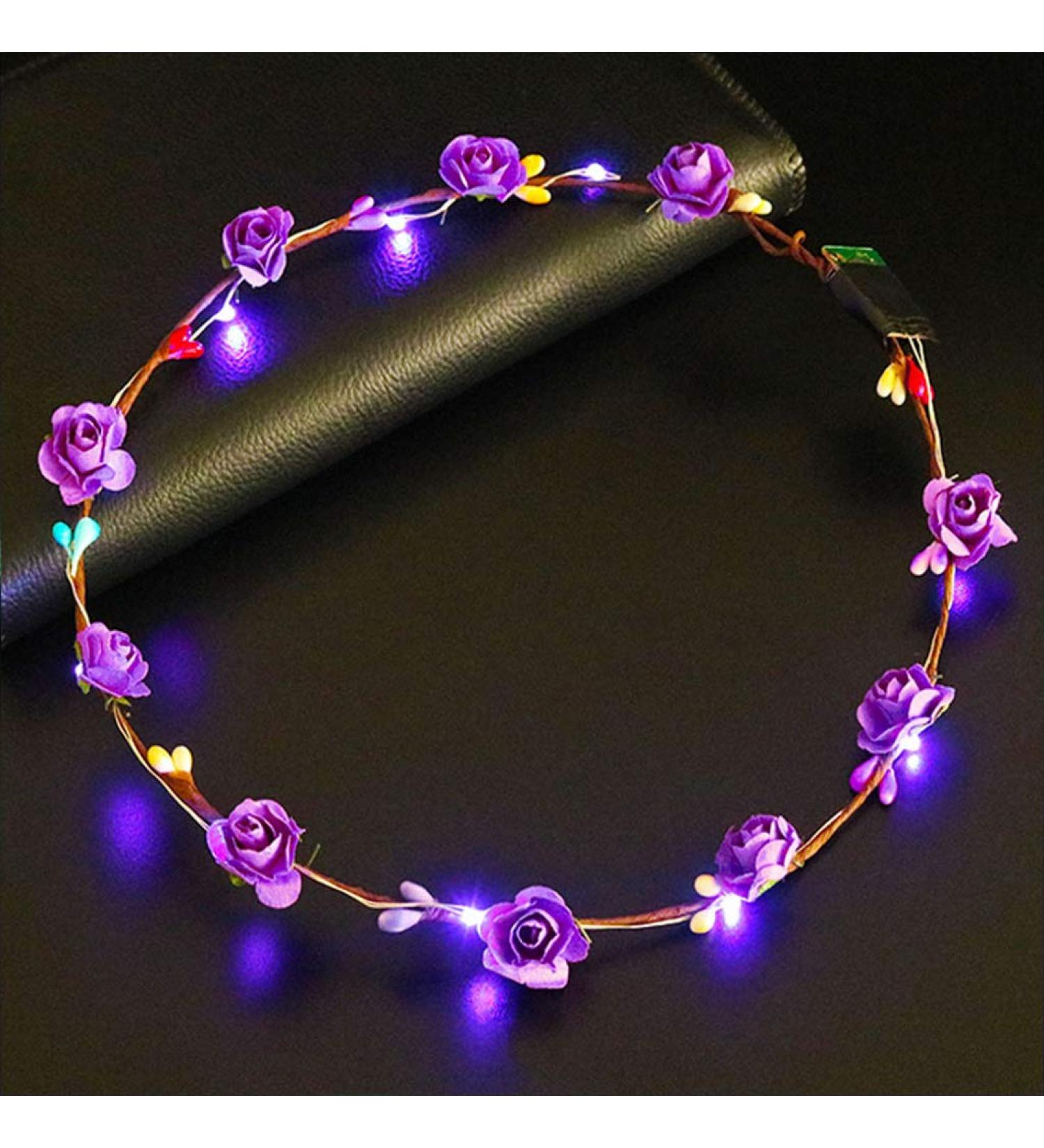 Women Girls LED Light Up Flower Crown Floral Wreath Glowing Headband Garland Bohemian Wedding Party Bridal Headwear PL - Buy Online on GoSupps.com