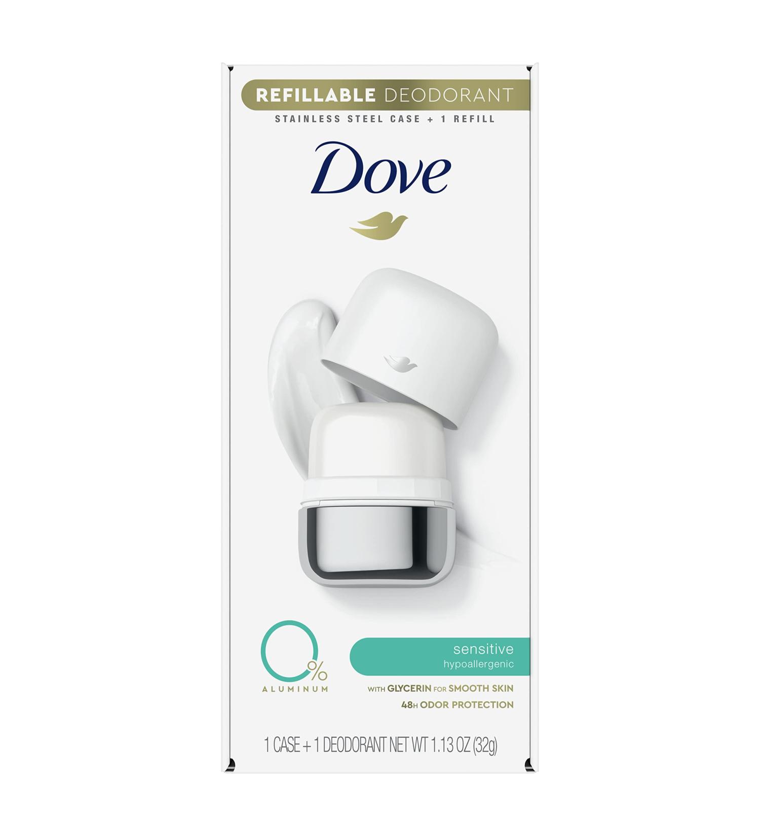 Dove Refillable Deodorant Starter Kit for Women - Sensitive Aluminum-Free 1.13 oz - Eco-Friendly & Natural Care - Buy Online on GoSupps.com