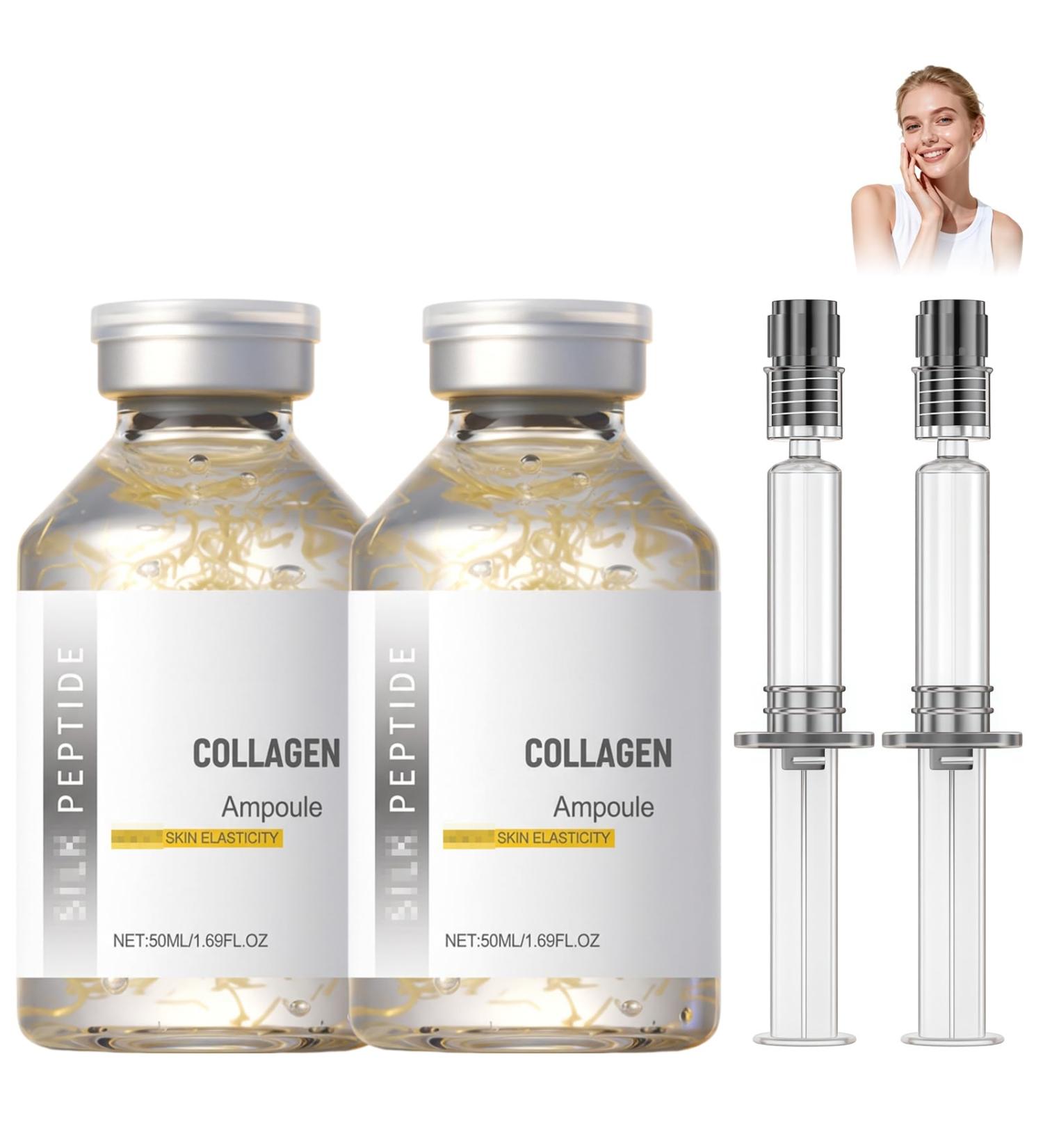 2Pcs SilkPeptide Intensive Lifting Ampoule Collagen Peptide Intensive Lifting Serum Korean Anti Aging Serum for Face Tightening Lifting Smoothing Hydrating 100ML - Buy Online on GoSupps.com
