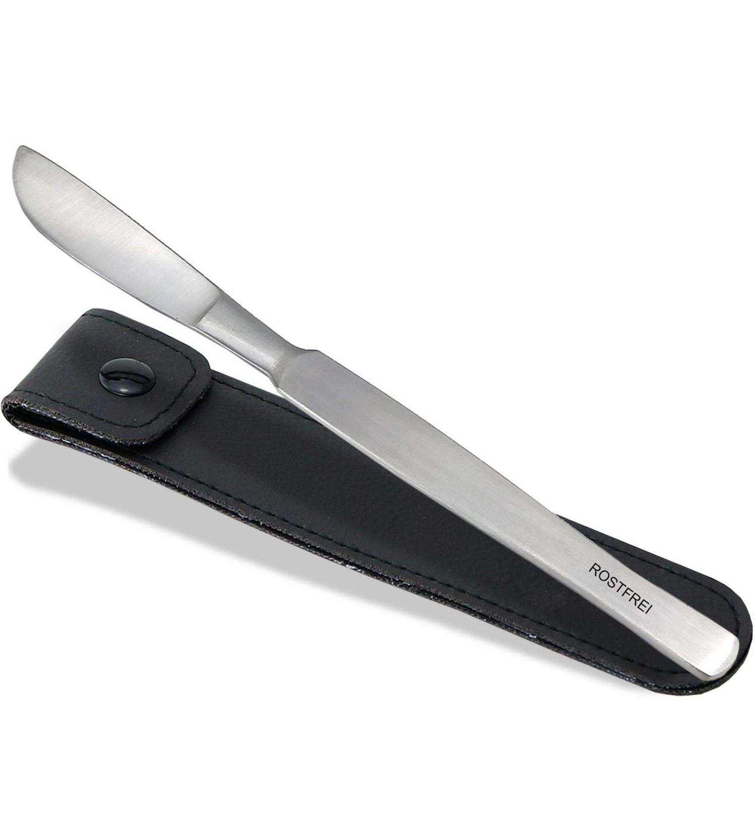 Stainless Steel Stumped Scalpel & Corneal Scale Remover - Foot Care Instrument with Case | 18.5 cm Pedicure Spatula for Gentle Corn Removal - Buy Online on GoSupps.com