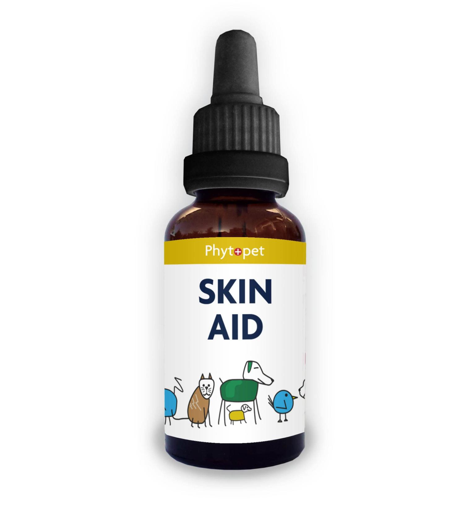 Phytopet Skin Aid 30ml - Veterinary Supplement for Dogs, Cats, Horses - Internal Support for Healthy Skin - Eczema, Dry, Flakey Skin Relief - Buy Online on GoSupps.com