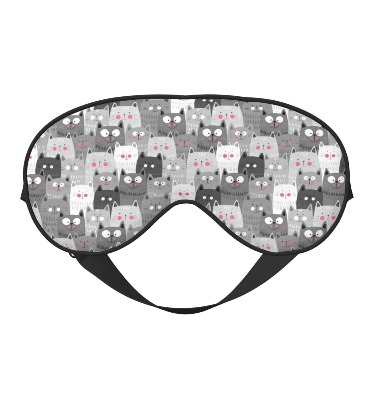 Comfortable Cats Group Print Sleep Masks - Super Soft Eye Mask with Adjustable Strap for Home & Travel | Lightweight & Cozy - Buy Online on GoSupps.com