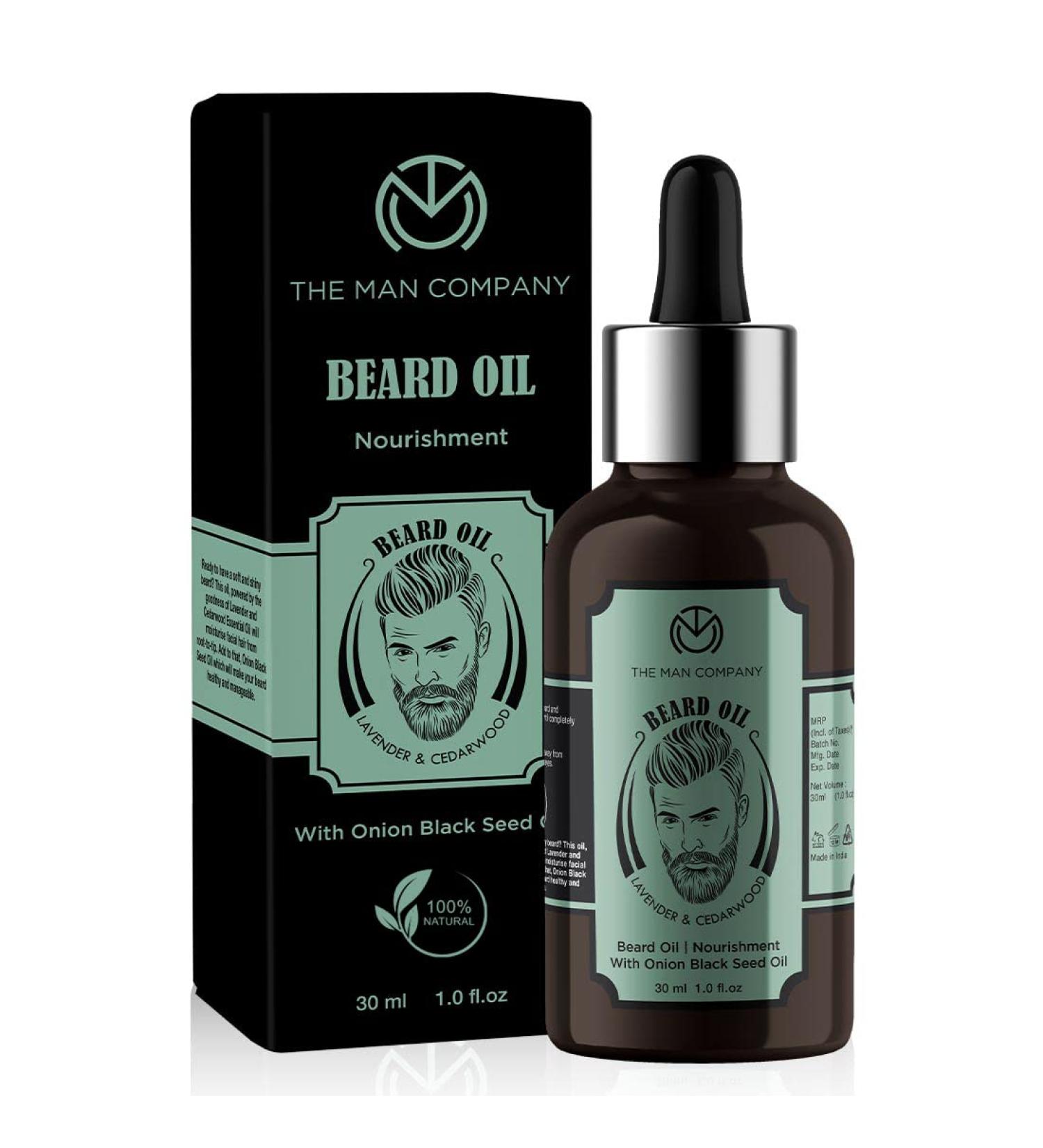 Buy The Man Company Lavendel Beard Growth Oil 30ml | Strengthens Uneven Stained Beards | Anti-Inflammatory Benefits with Onion Black Cumin & Cedar Wood - Buy Online on GoSupps.com