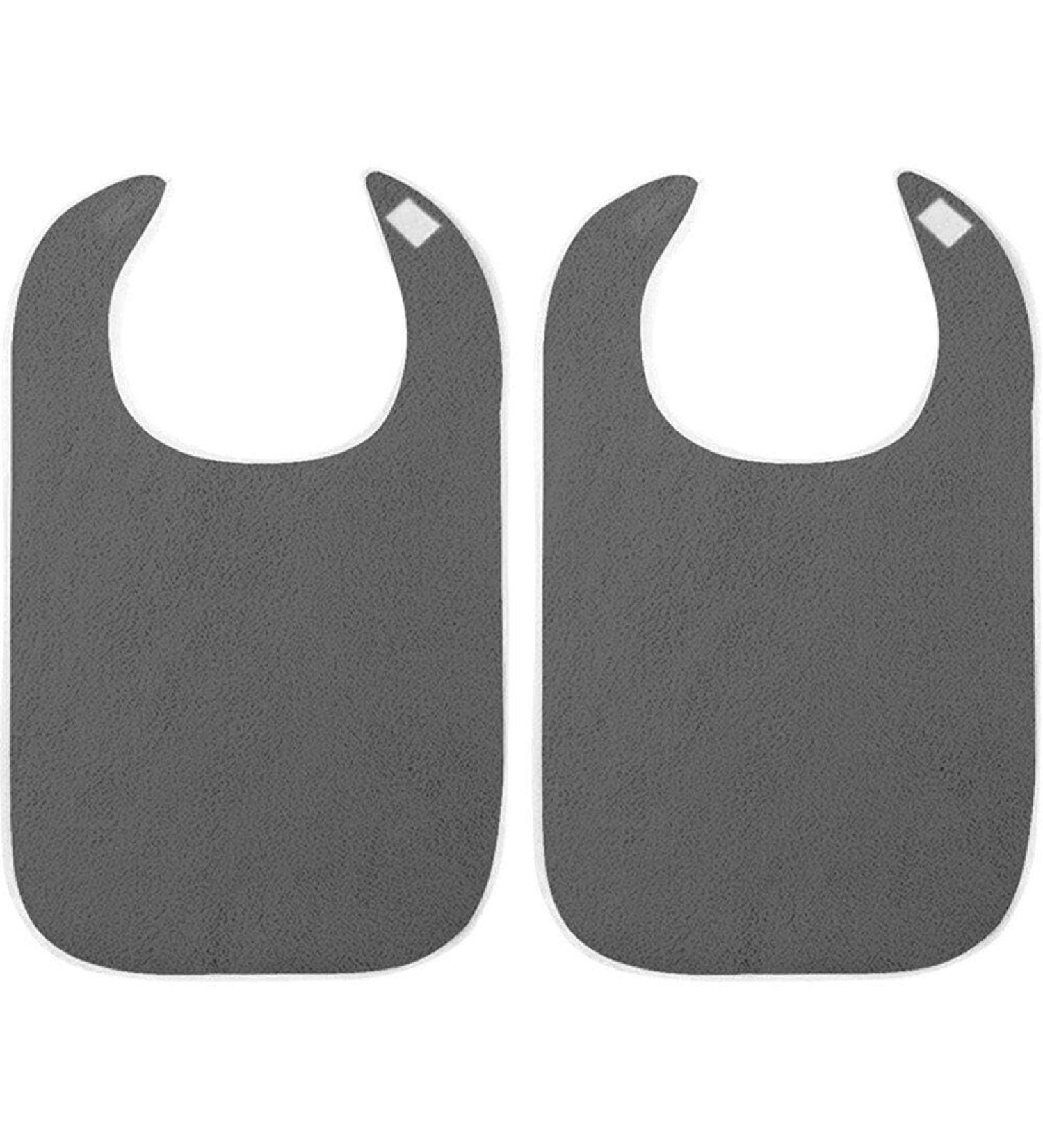 2pcs Adult Bibs for Elderly Washable Feeding Adult Bib with Crumb Catcher Waterproof Clothing Protectors Grey - Buy Online on GoSupps.com