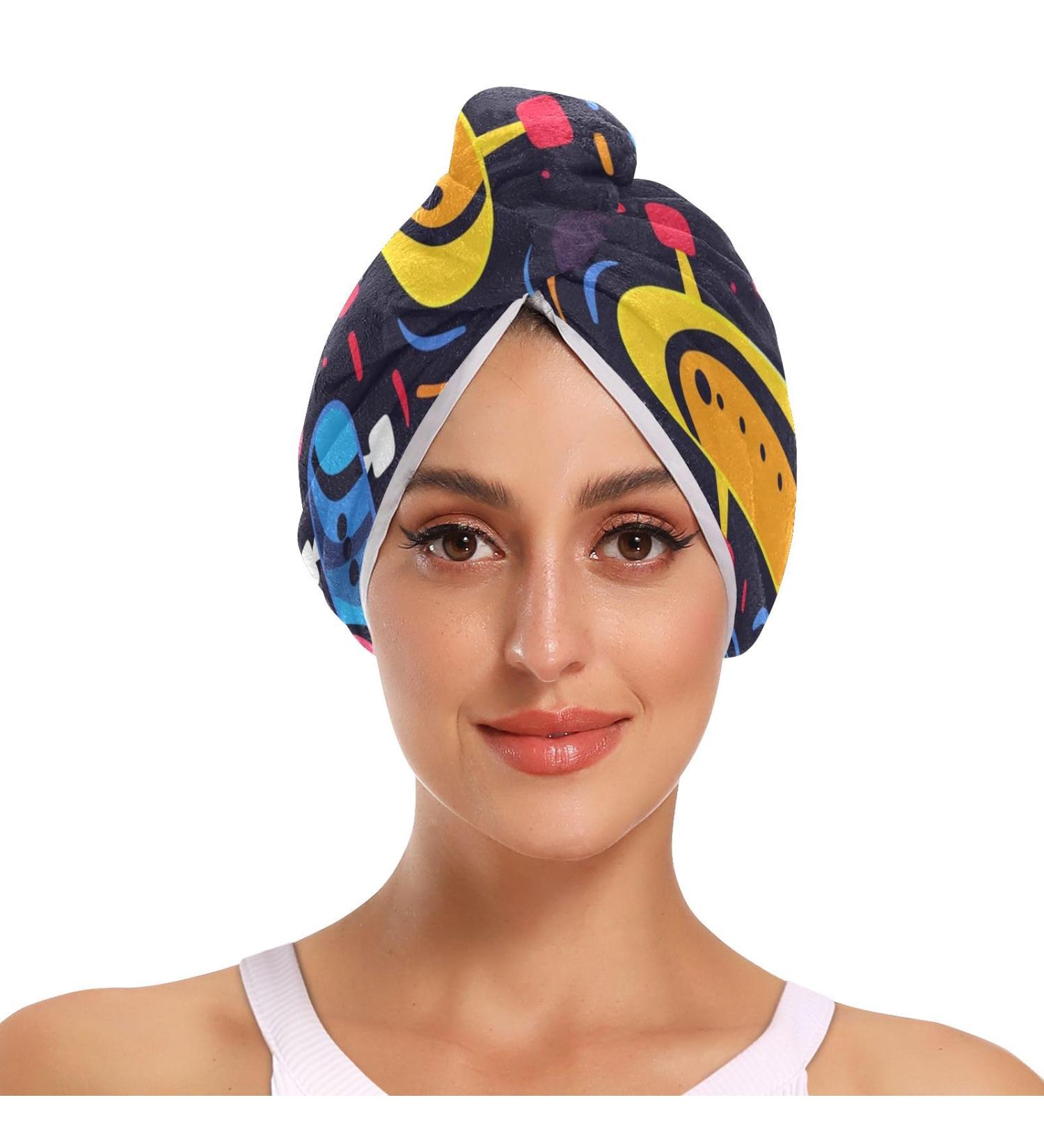 Colorful Skates Hair Towel 2 Pack - Super Absorbent Quick Dry Hair Turbans for Women & Girls - Buy Online on GoSupps.com