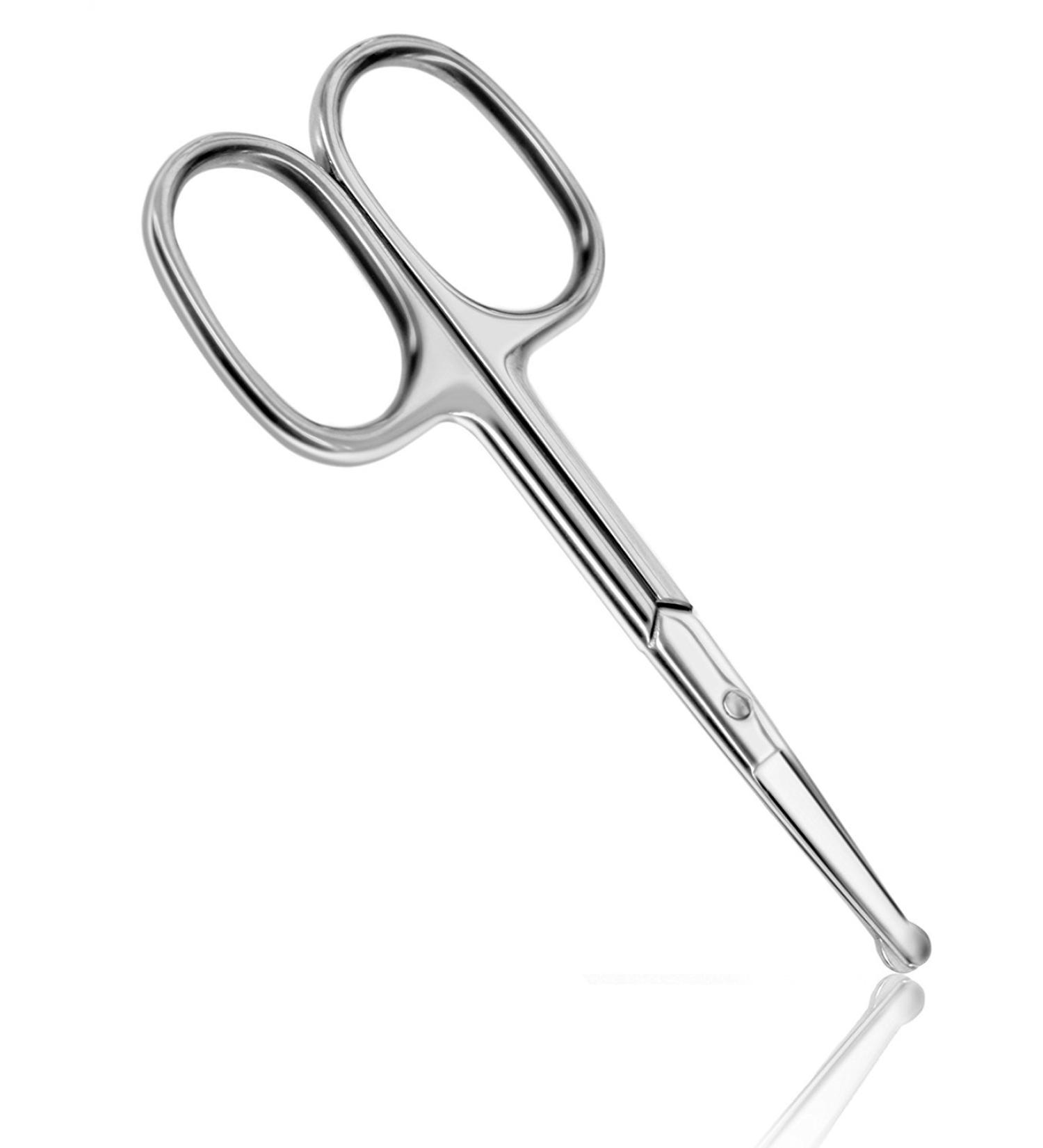 3.5" Nose Hair Trimmer Scissors - Round Tip for Ear Eyebrow Beard & Mustache Trimming (Sliver)