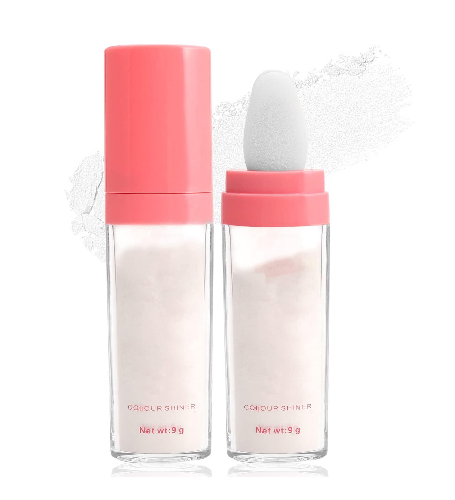 Boobeen Highlighter Powder Makeup - Shimmer Face Brightener with Sponge Head - Glitter Contour Powder for Face & Body - Natural White Highlighter - Buy Online on GoSupps.com