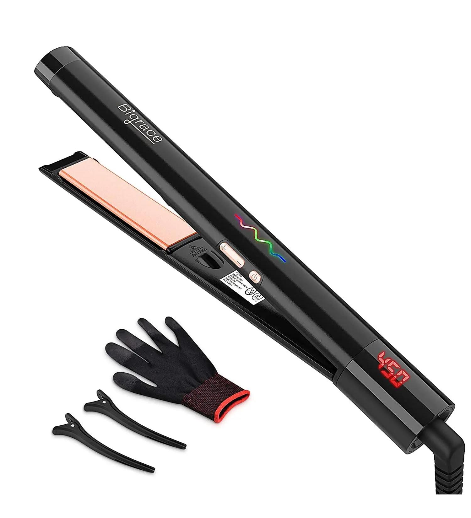 Negative Ion Flat Iron Hair Straightener & Curler 2-in-1 - Ceramic Coating 11 Temps Dual Voltage for Home & Travel - Perfect for All Hair Types - Buy Online on GoSupps.com