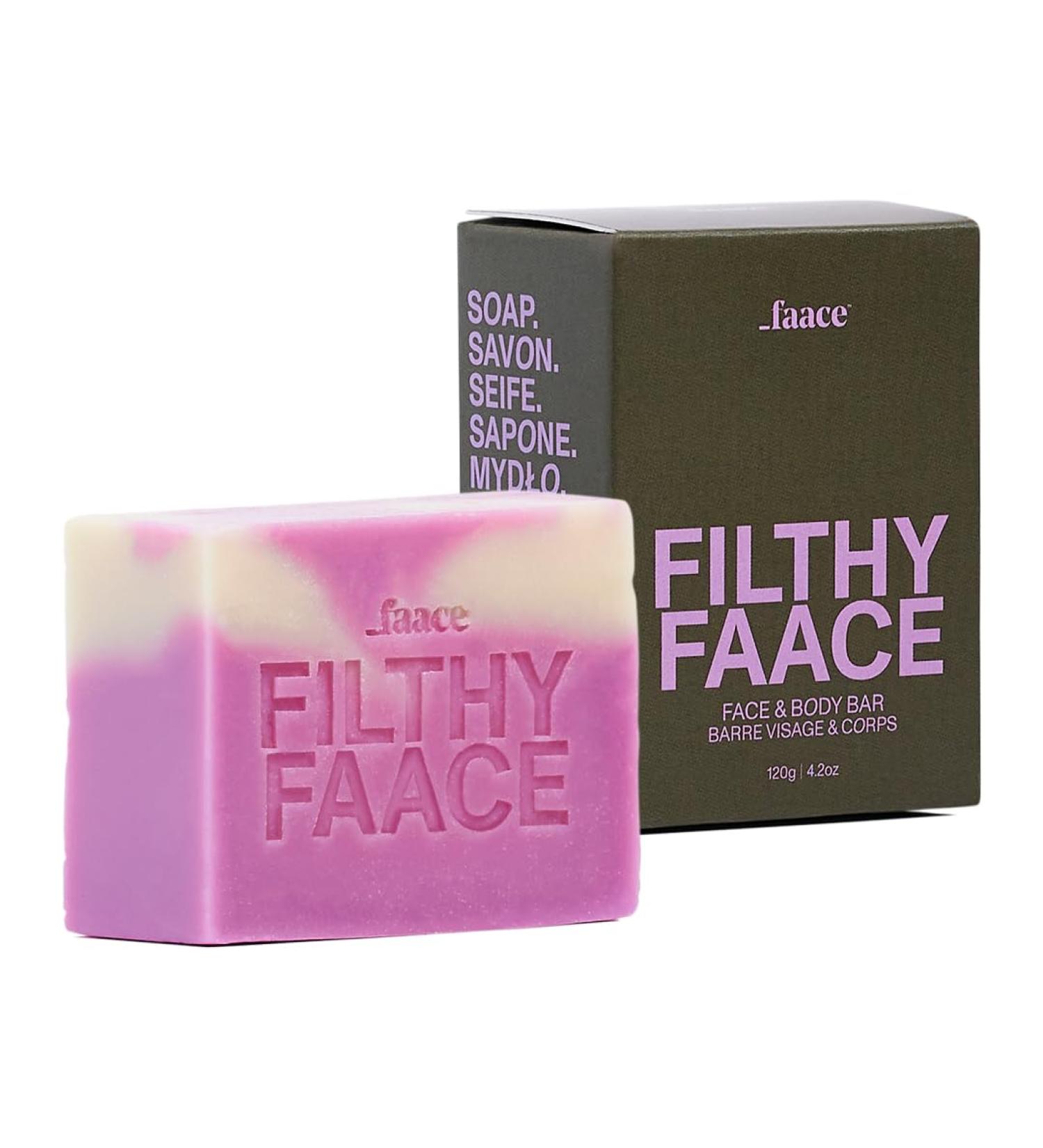 Faace Filthy Face & Body Bar As Seen On Dragons Den - Daily Multi-Tasker for All Skin Types - Cleans Freshens Softens and Smoothes - Made in UK - Vegan & Organic Skincare - Buy Online on GoSupps.com