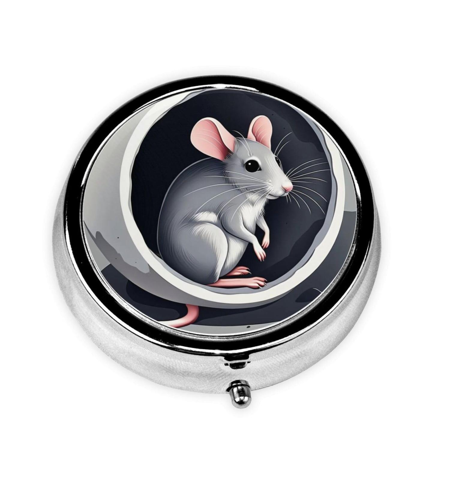 Portable Metal Pill Box - Mouse in The Hole | 3-Compartment Mini Organizer for Small Pills | Travel Essential with Hinged Fastening Design - Buy Online on GoSupps.com