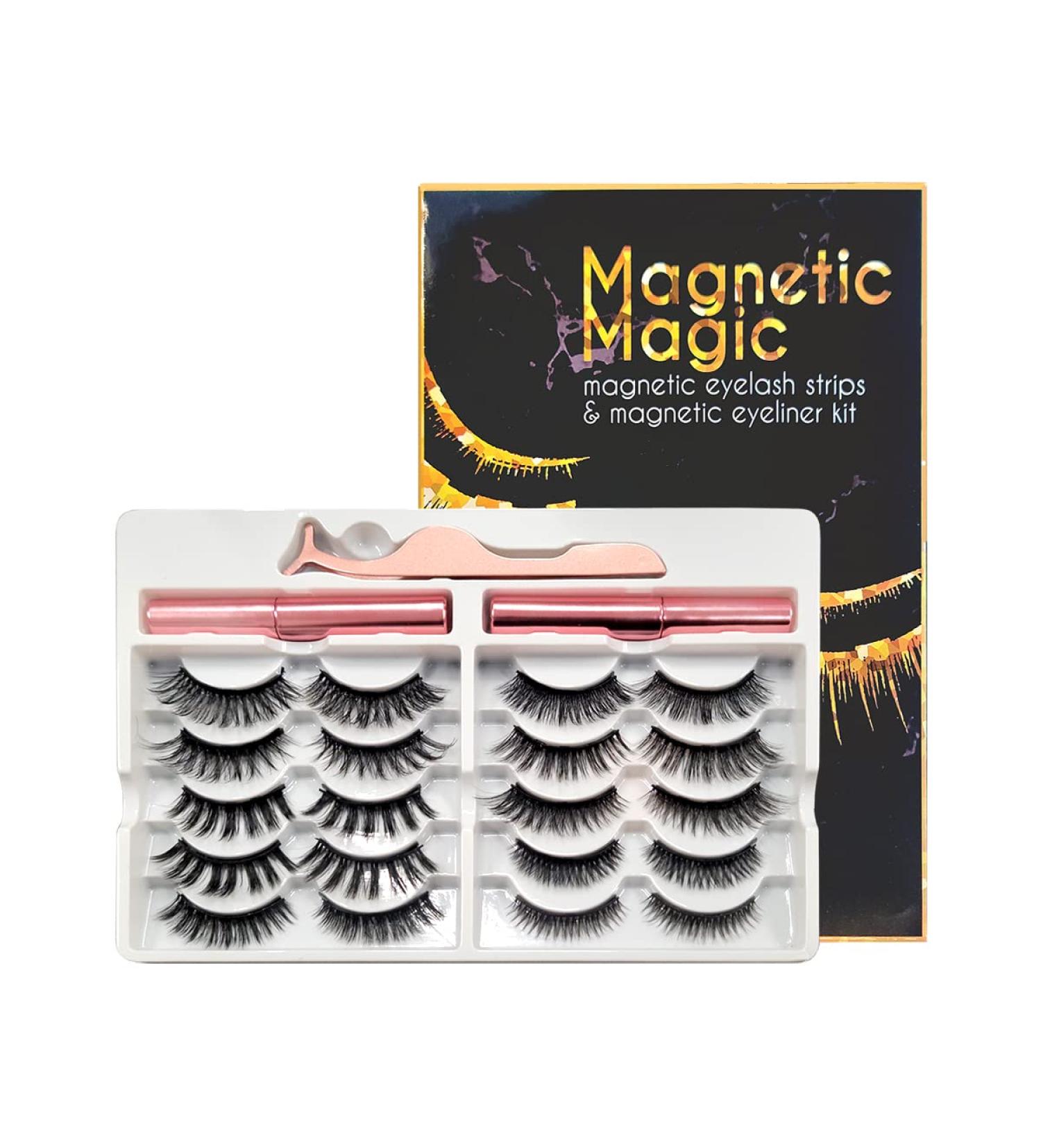 Amber Lash Magnetic Magic Lashes Kit - Natural 8D & 3D Magnetic Eyelashes with Eyeliner Reusable Waterproof No Glue Needed - Buy Online on GoSupps.com
