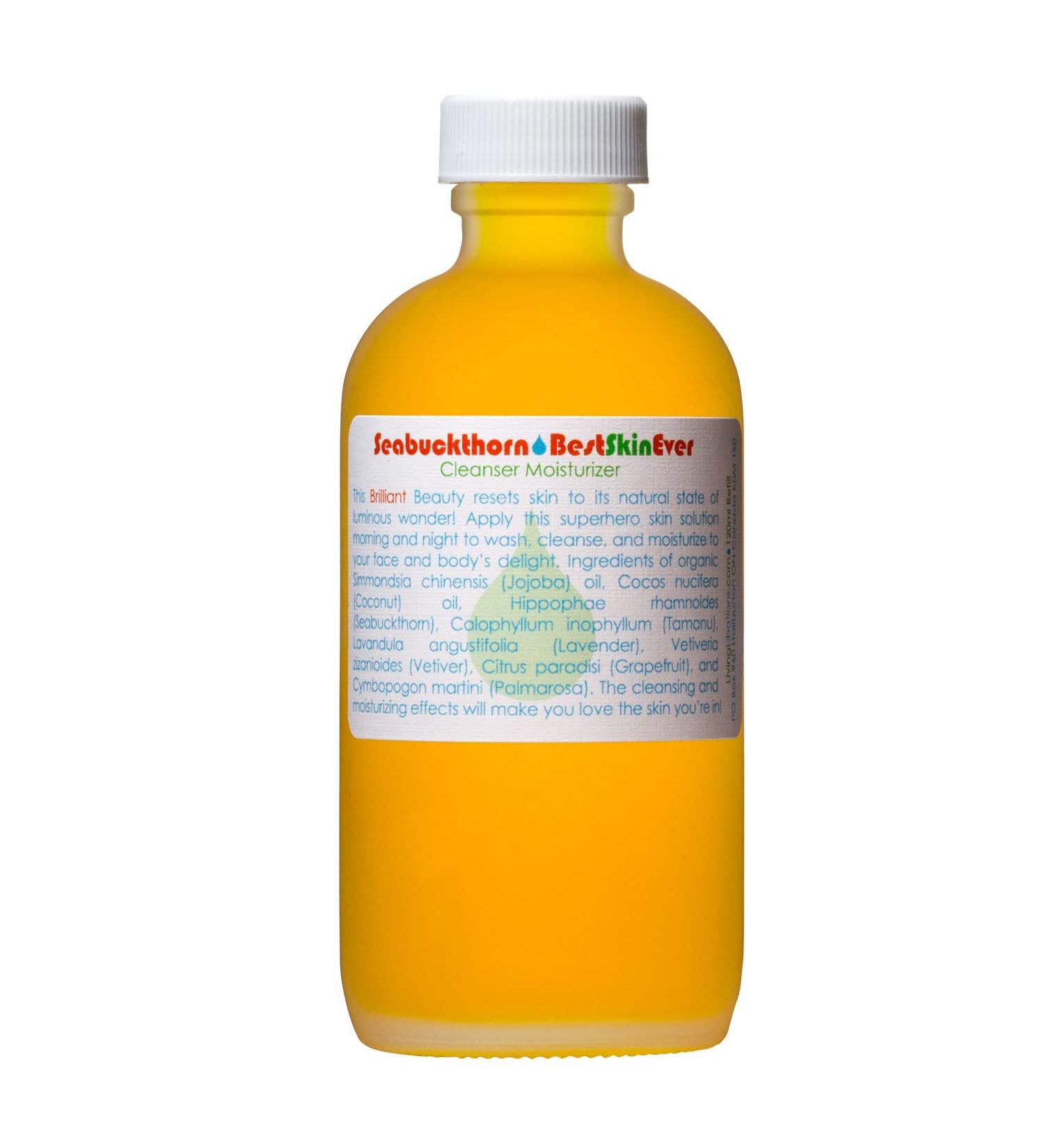 LIVINGLIBATIONS Living Libations - Organic Best Skin Ever All-In-One Facial Cleanser  Exfoliator + Moisturizer | Natural  Wildcrafted  Vegan Clean Beauty (Seabuckthorn  4 fl oz | 120 mL Refill)