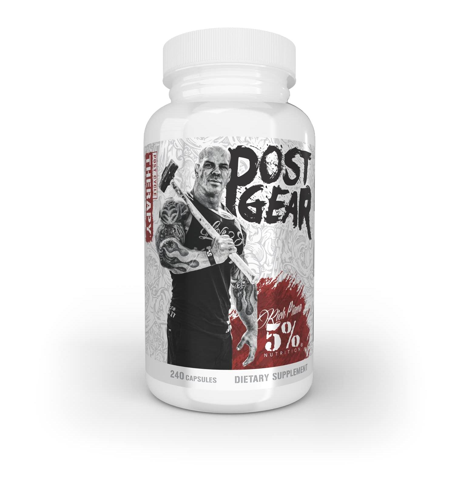5% Nutrition Rich Piana Post Gear PCT Support Booster | Estrogen Blocker & Aromatase Inhibitor | Post Cycle Therapy Supplement with DAA DIM & Milk Thistle | 240 Capsules - Boost Recovery & Hormonal Balance - Buy Online on GoSupps.com