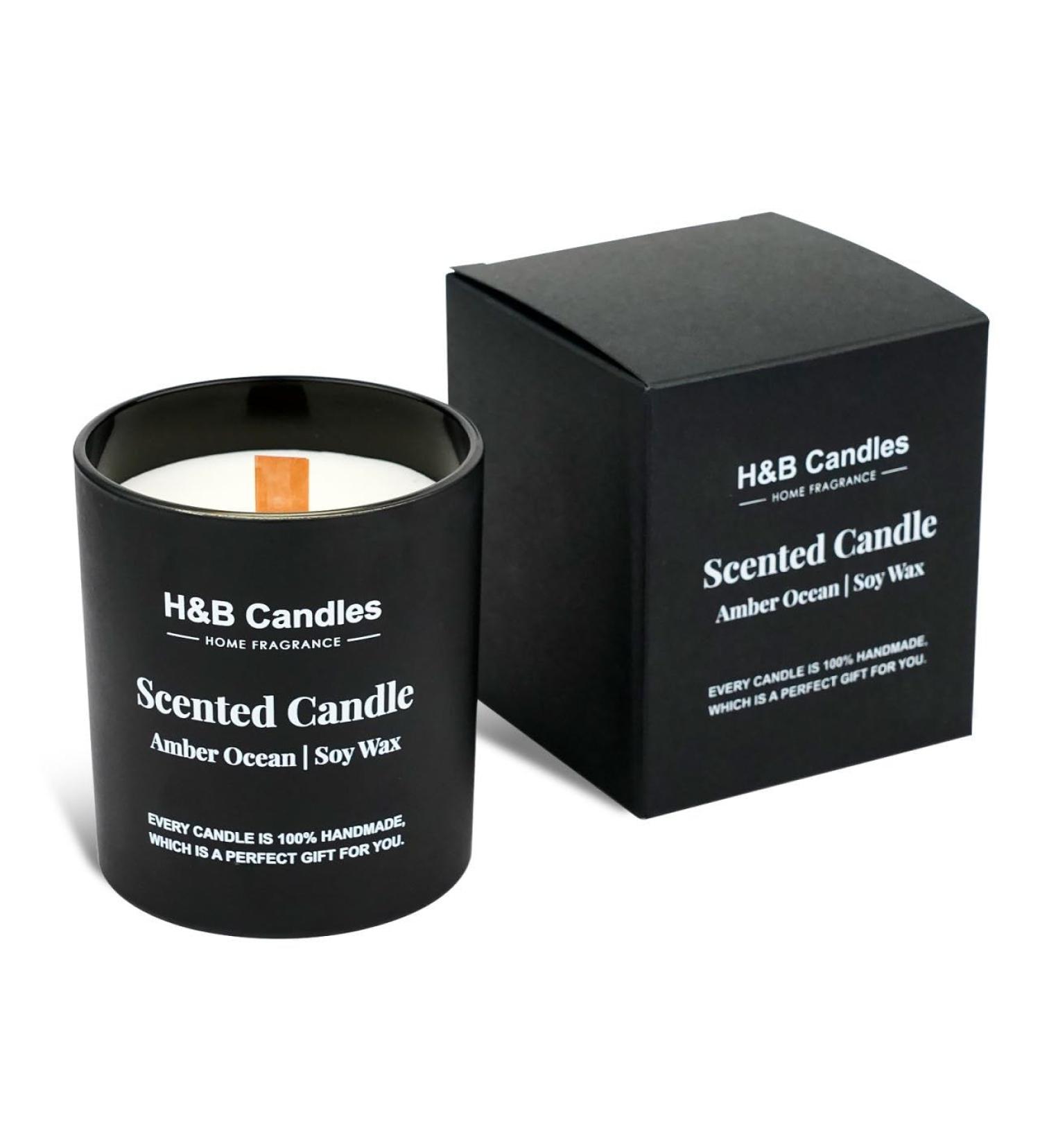 Scented Candles for Men - Amber Ocean 9oz Soy Candle Gift for Birthday Holidays Father's Day - Long Lasting 50 Hours Burn - Buy Online on GoSupps.com
