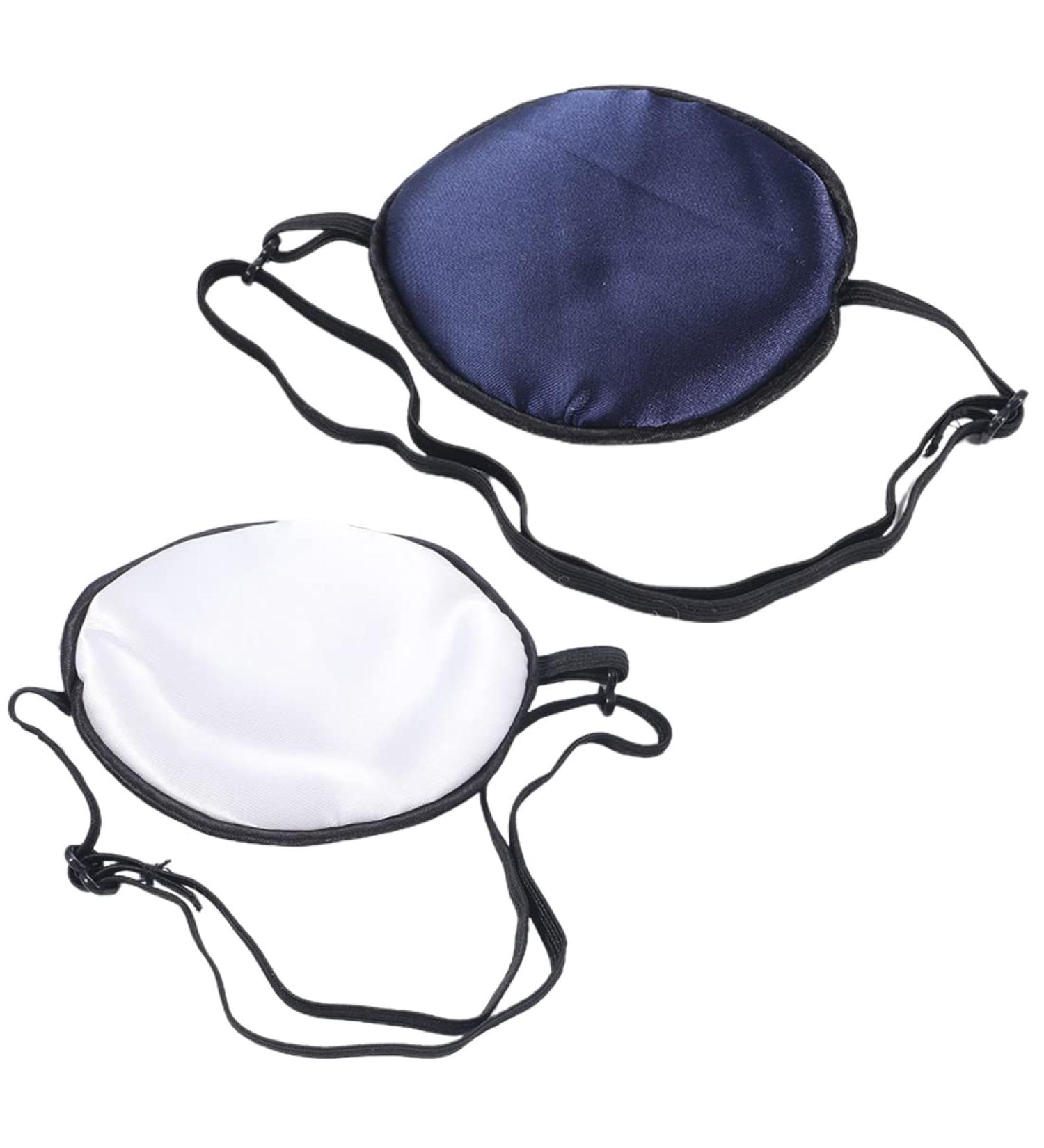 2 Pieces Silk Eye Flap Mask - Adjustable Pirate Eye Patch for Adults & Kids - Amblyopia Eye Care - White & Dark Blue - Buy Online on GoSupps.com