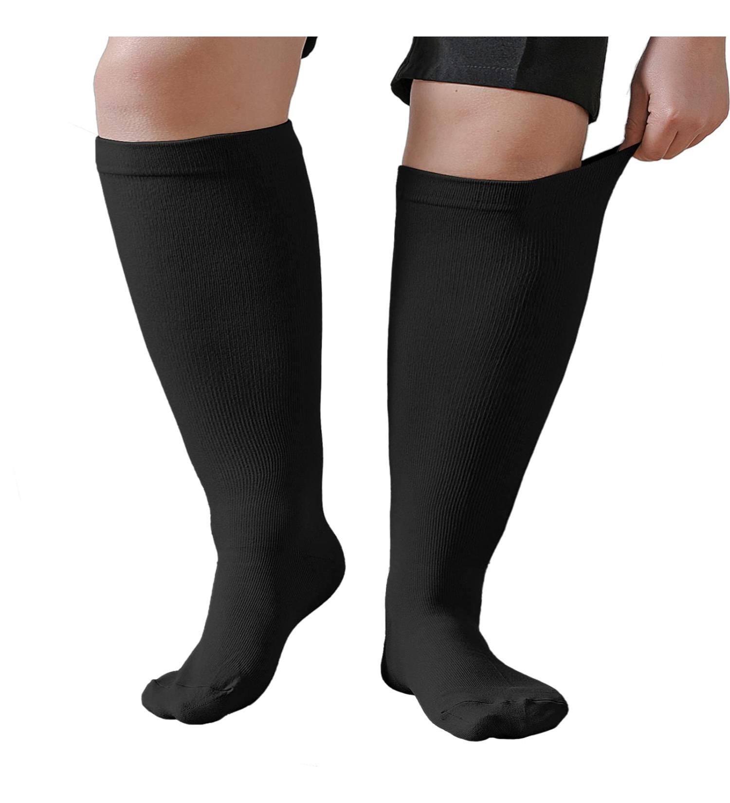 Plus Size Compression Sock For Men and Women: Graduated Compression Stockings for Support Flight Travel Running Pregnancy Sports Edema Nurses Athletic 20-30 mmHg 1Pairs Black 6XL - Buy Online on GoSupps.com